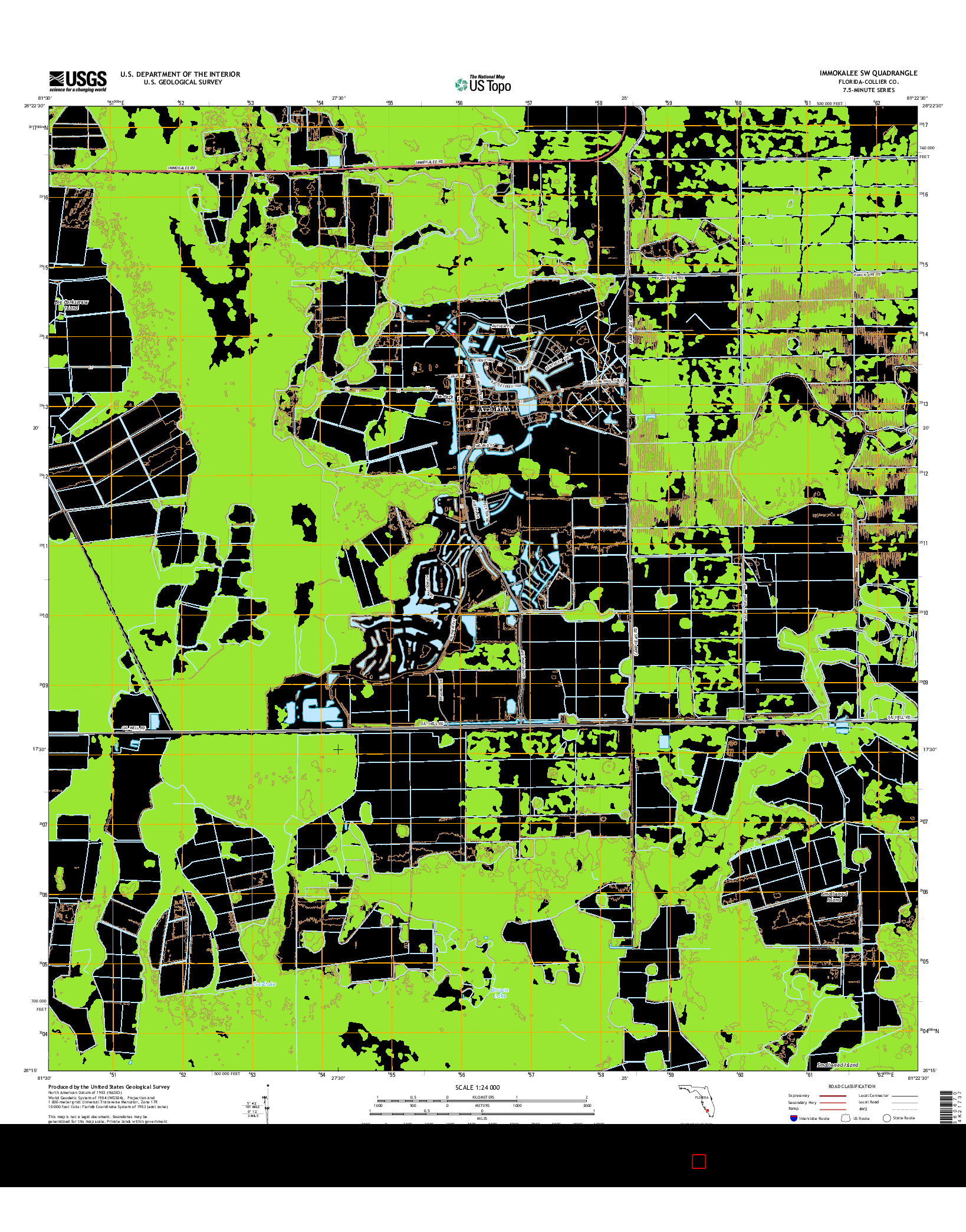 USGS US TOPO 7.5-MINUTE MAP FOR IMMOKALEE SW, FL 2015