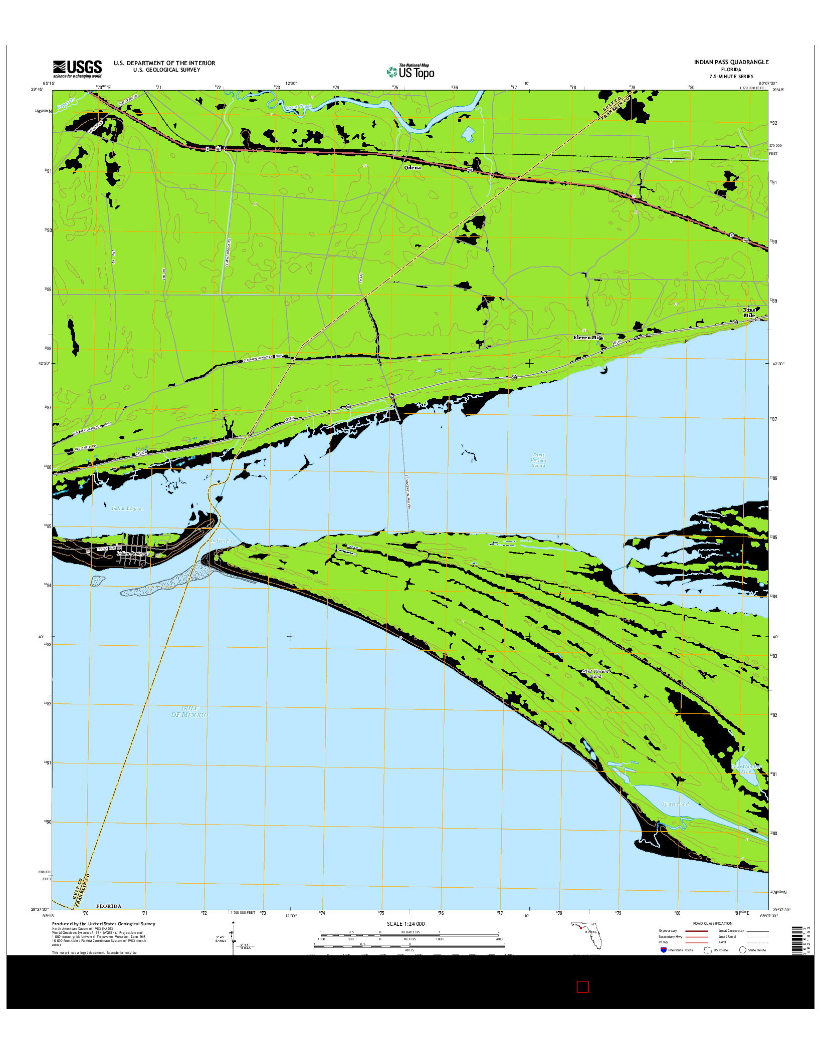 USGS US TOPO 7.5-MINUTE MAP FOR INDIAN PASS, FL 2015