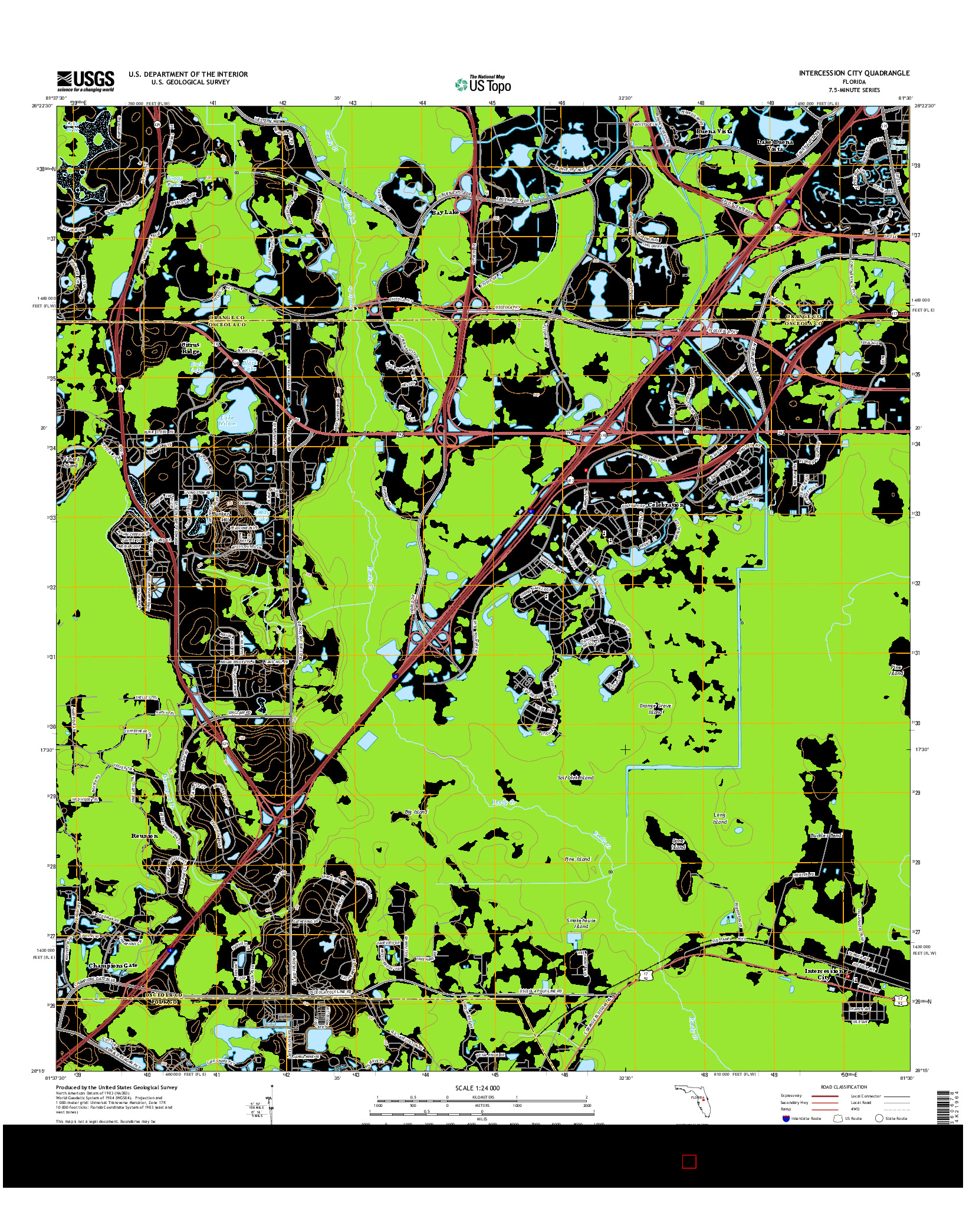 USGS US TOPO 7.5-MINUTE MAP FOR INTERCESSION CITY, FL 2015