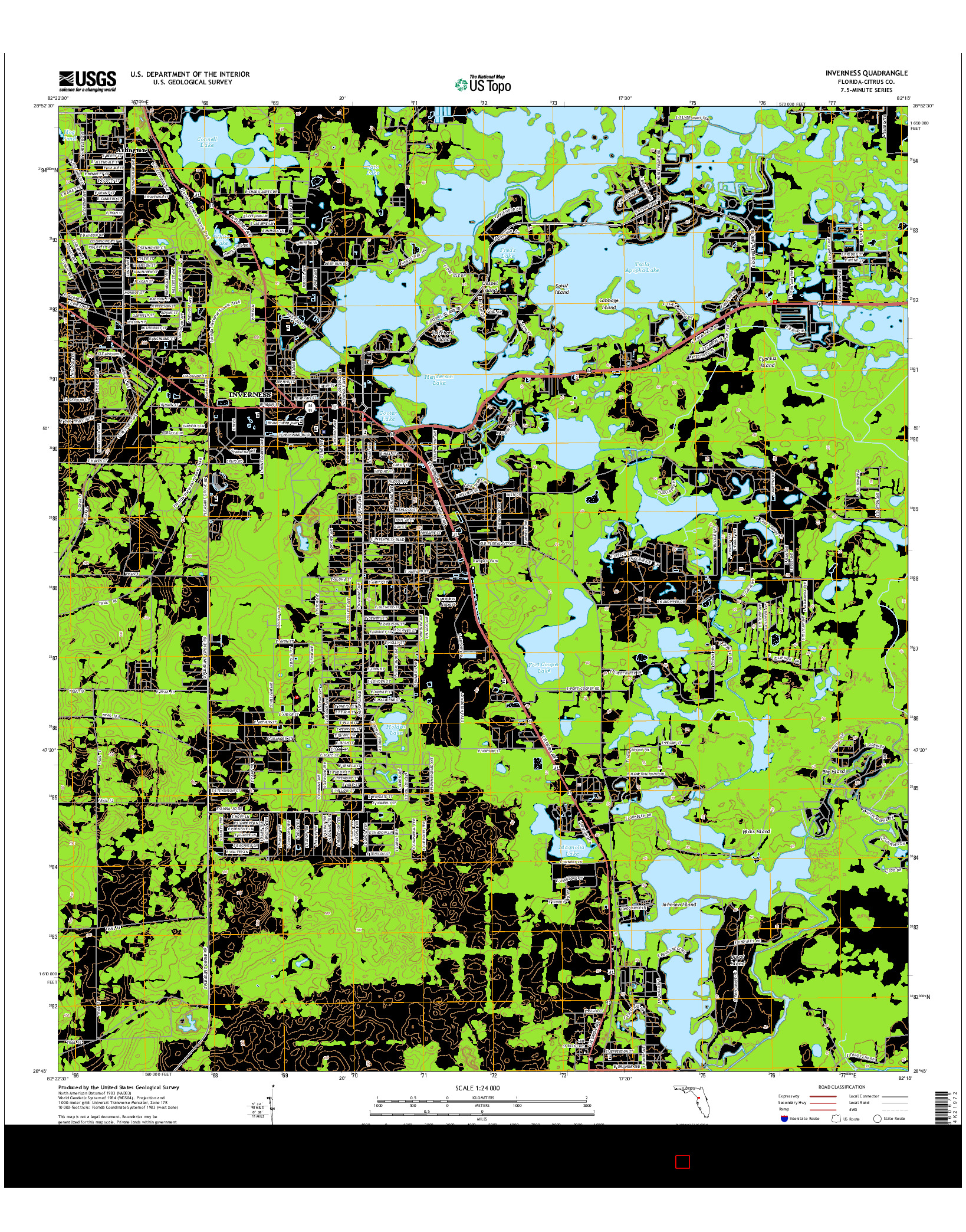 USGS US TOPO 7.5-MINUTE MAP FOR INVERNESS, FL 2015