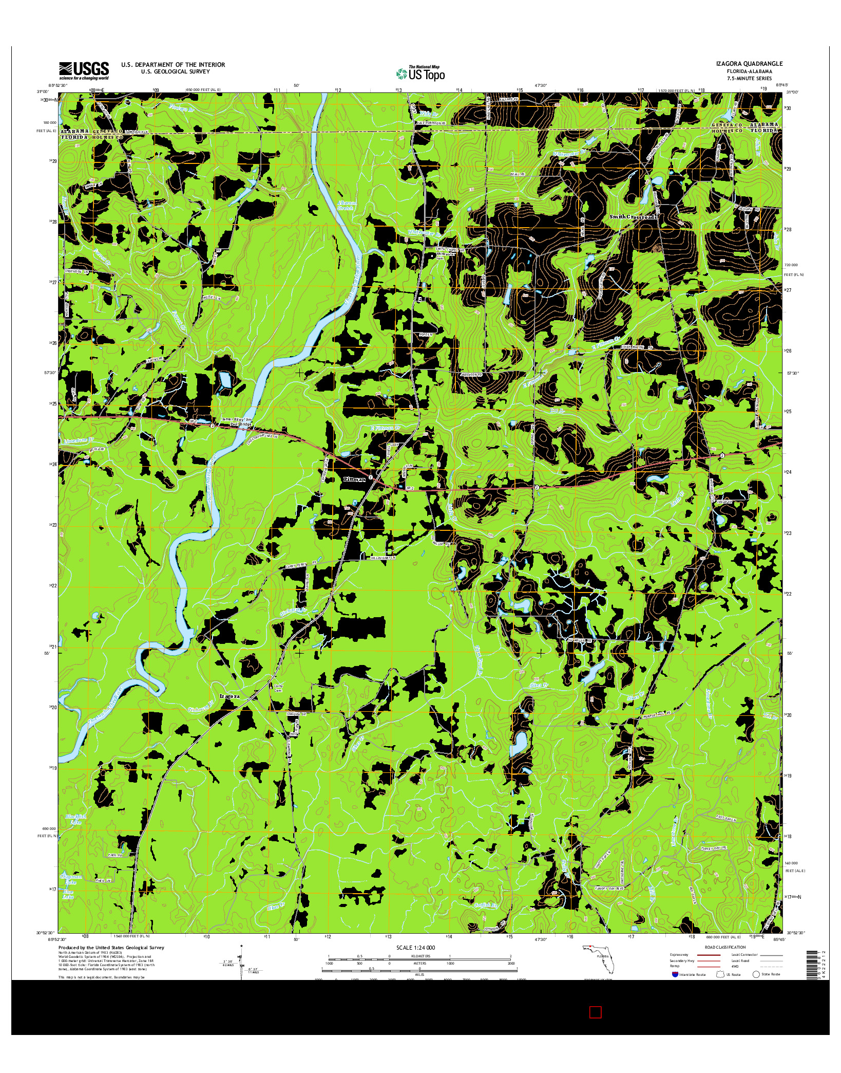 USGS US TOPO 7.5-MINUTE MAP FOR IZAGORA, FL-AL 2015