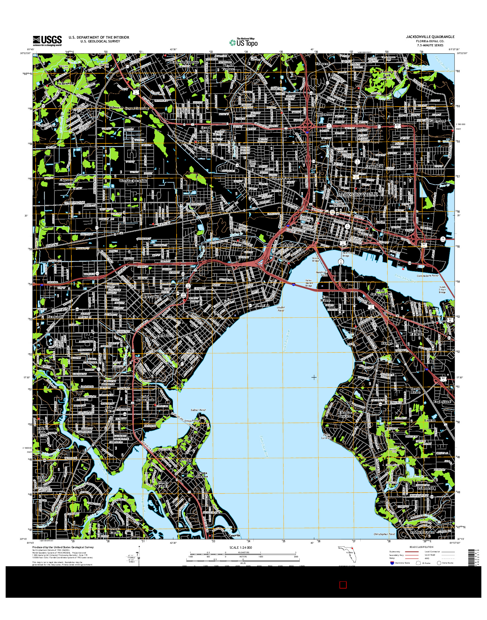 USGS US TOPO 7.5-MINUTE MAP FOR JACKSONVILLE, FL 2015