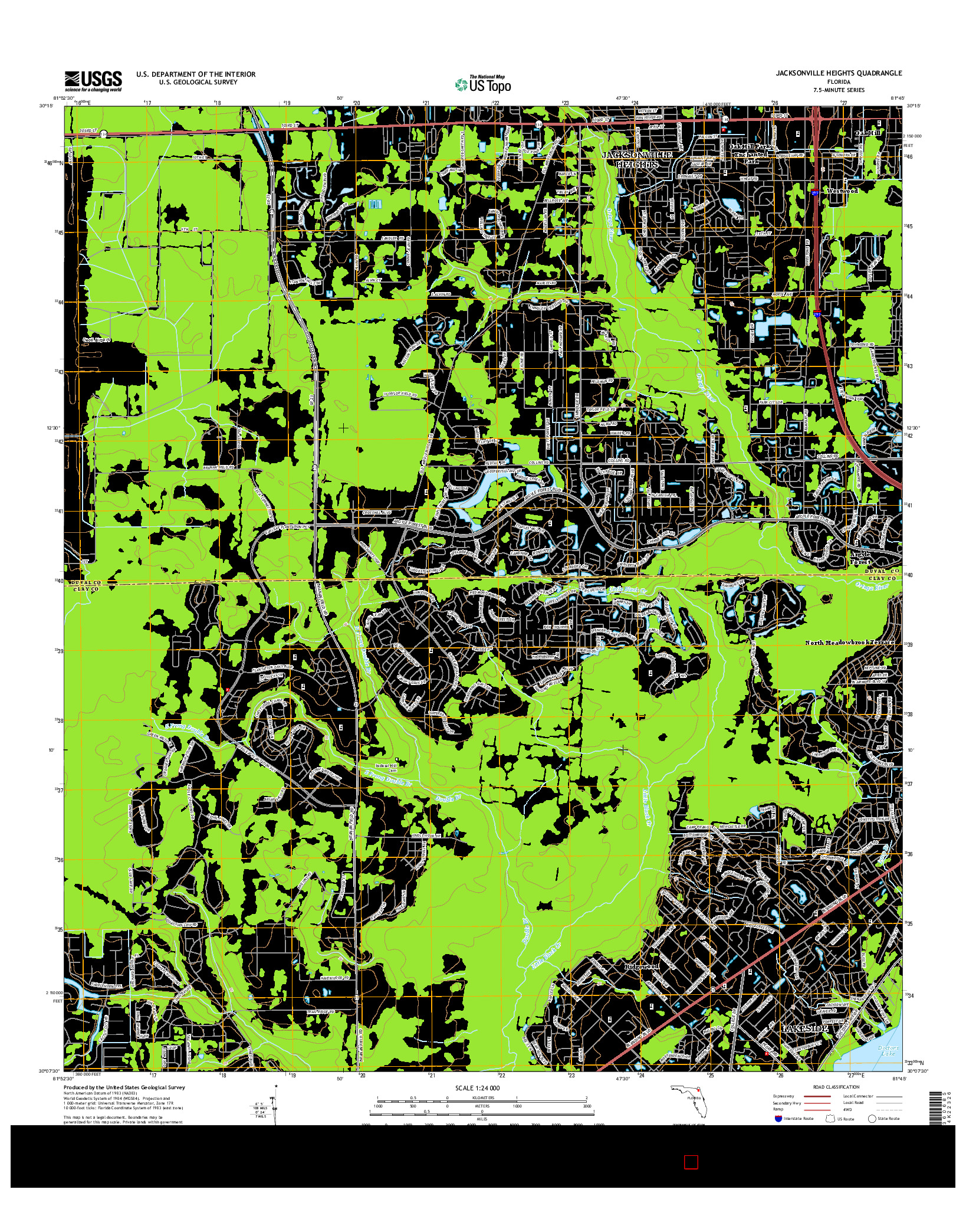 USGS US TOPO 7.5-MINUTE MAP FOR JACKSONVILLE HEIGHTS, FL 2015