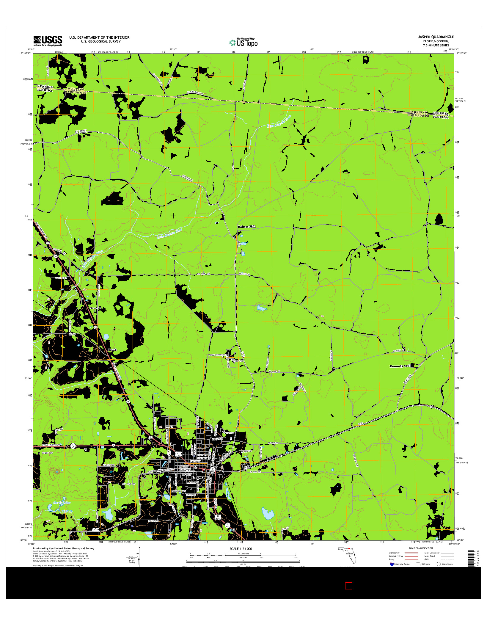 USGS US TOPO 7.5-MINUTE MAP FOR JASPER, FL-GA 2015