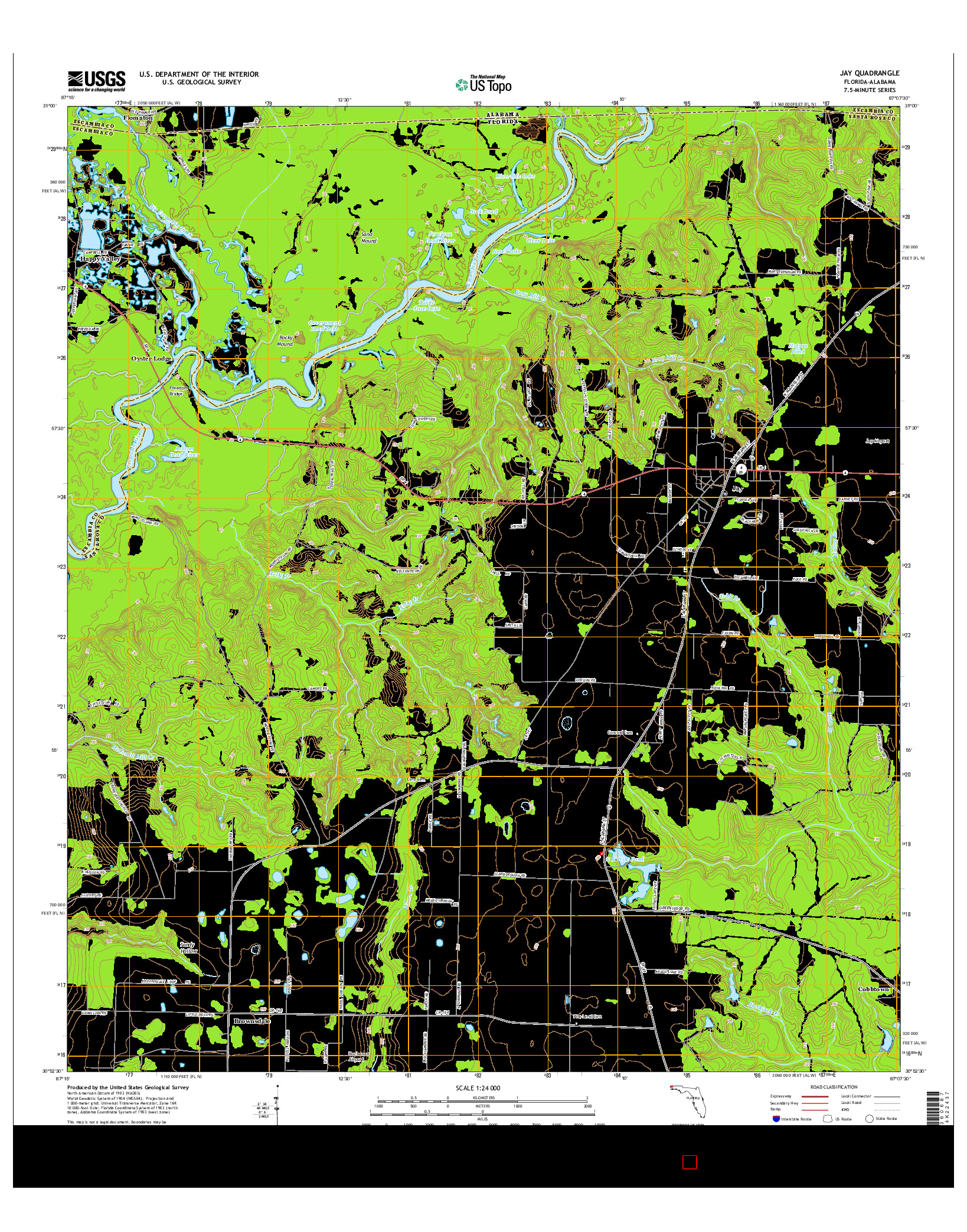 USGS US TOPO 7.5-MINUTE MAP FOR JAY, FL-AL 2015