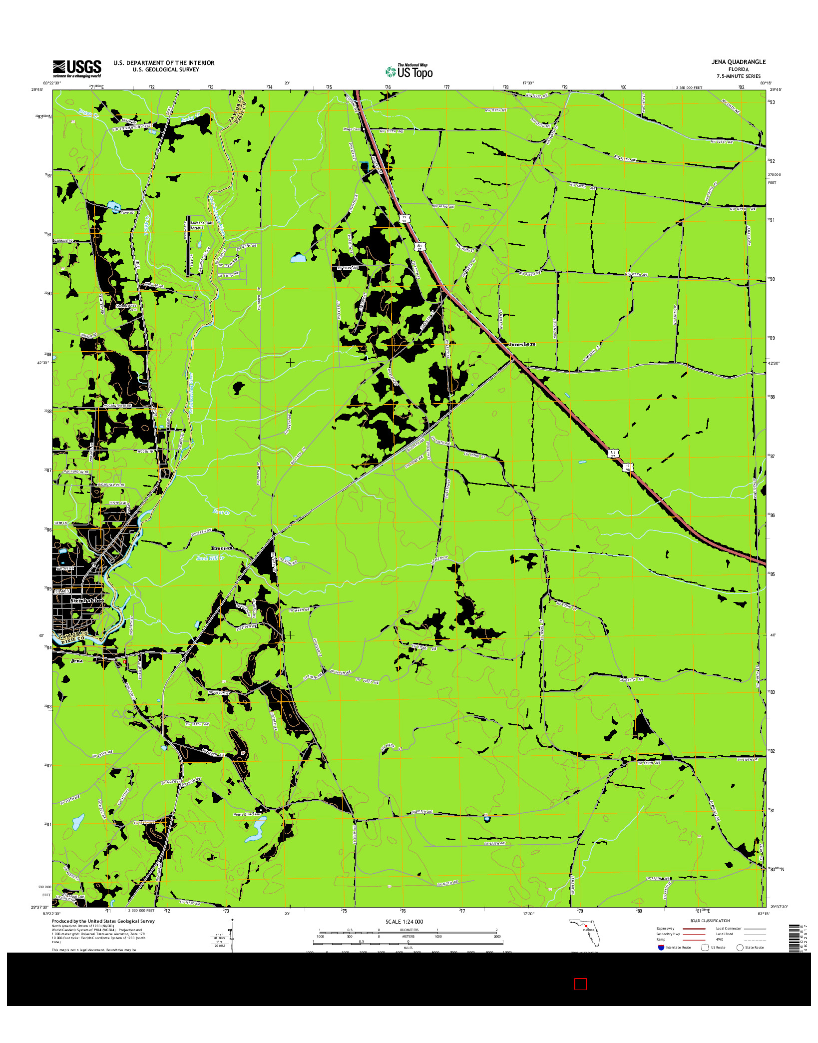 USGS US TOPO 7.5-MINUTE MAP FOR JENA, FL 2015