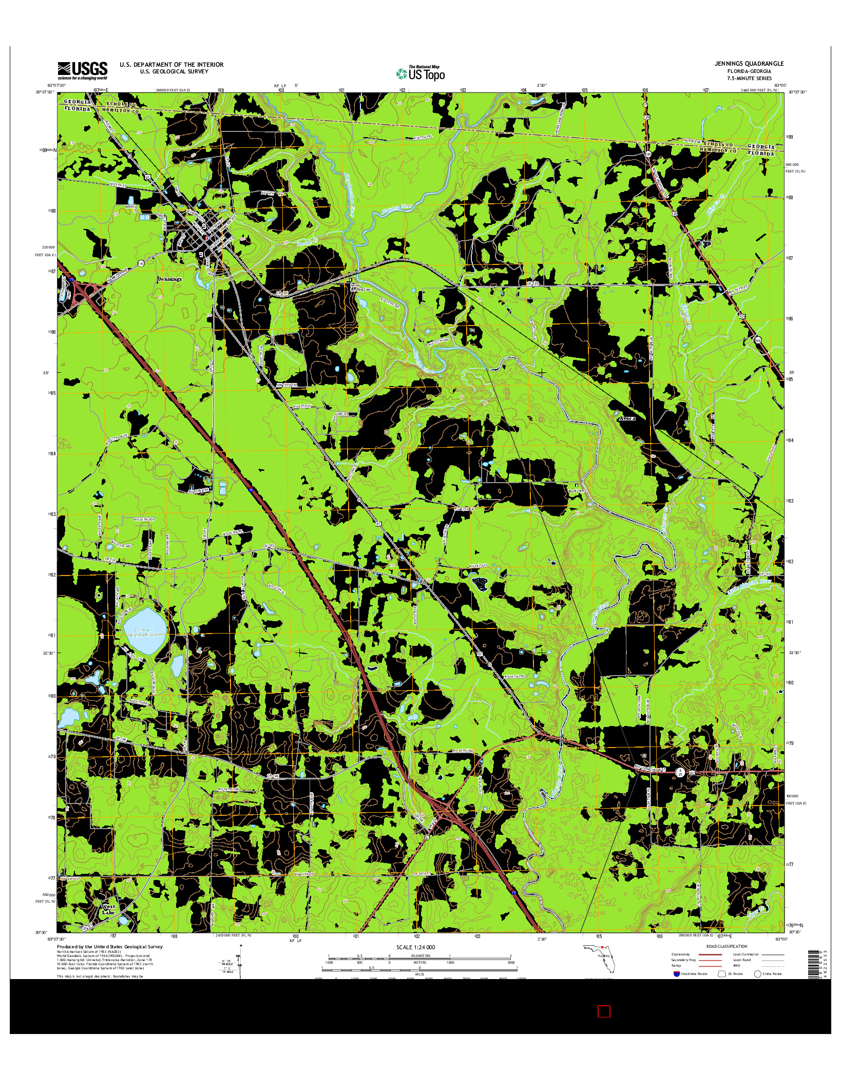 USGS US TOPO 7.5-MINUTE MAP FOR JENNINGS, FL-GA 2015