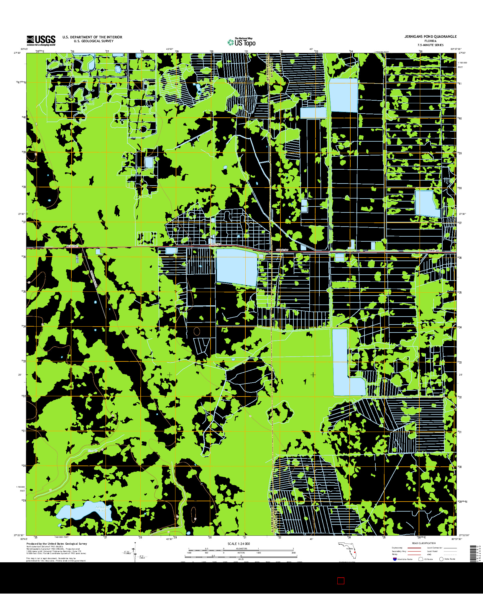 USGS US TOPO 7.5-MINUTE MAP FOR JERNIGANS POND, FL 2015
