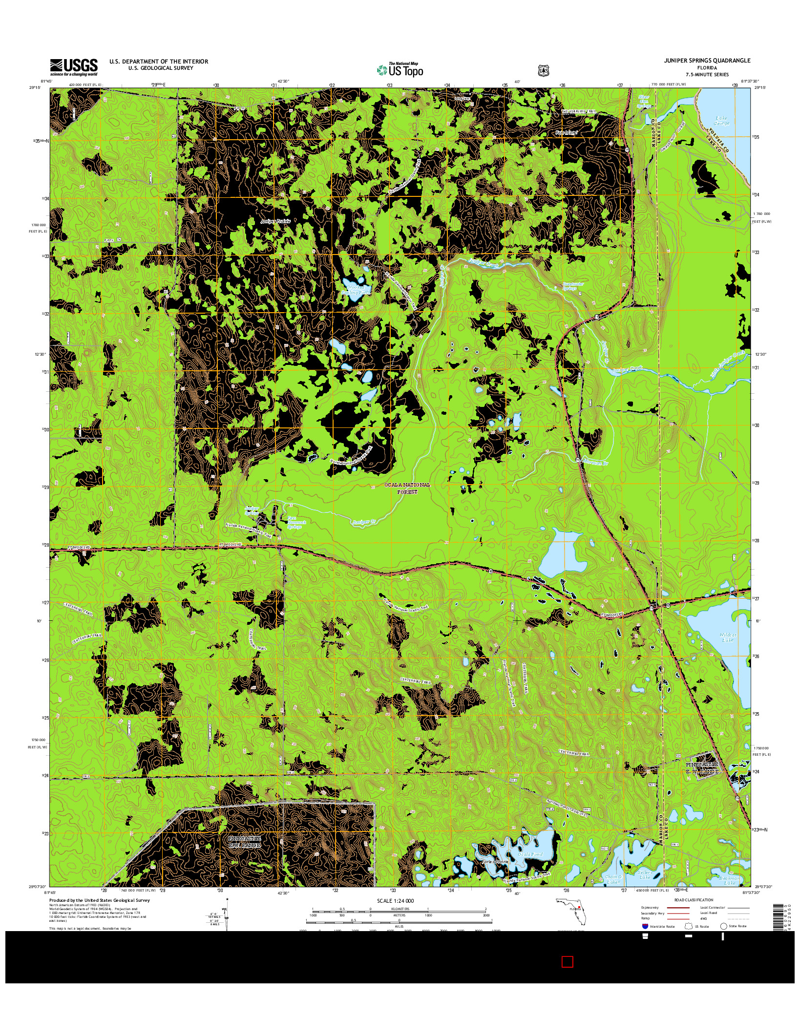 USGS US TOPO 7.5-MINUTE MAP FOR JUNIPER SPRINGS, FL 2015