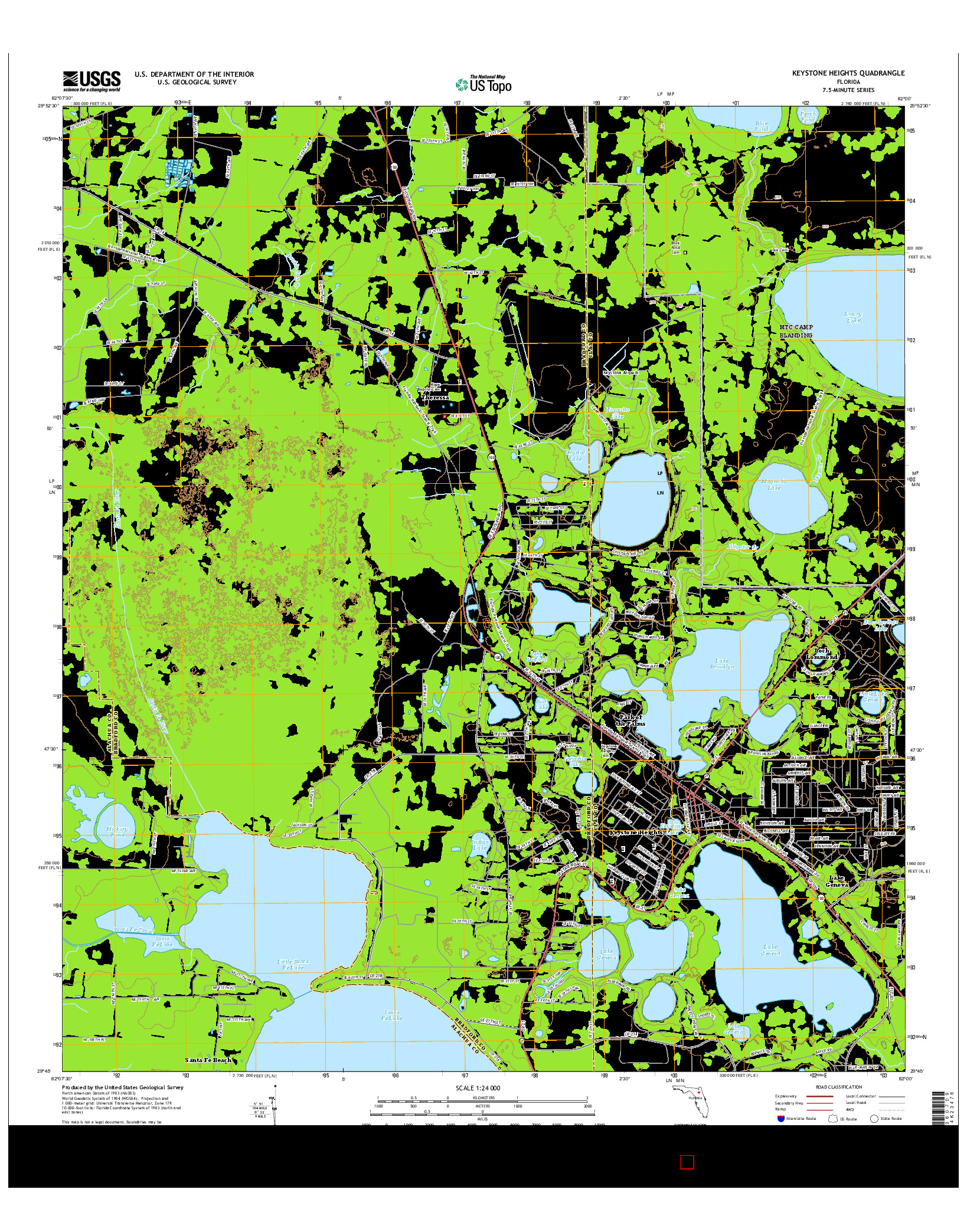 USGS US TOPO 7.5-MINUTE MAP FOR KEYSTONE HEIGHTS, FL 2015