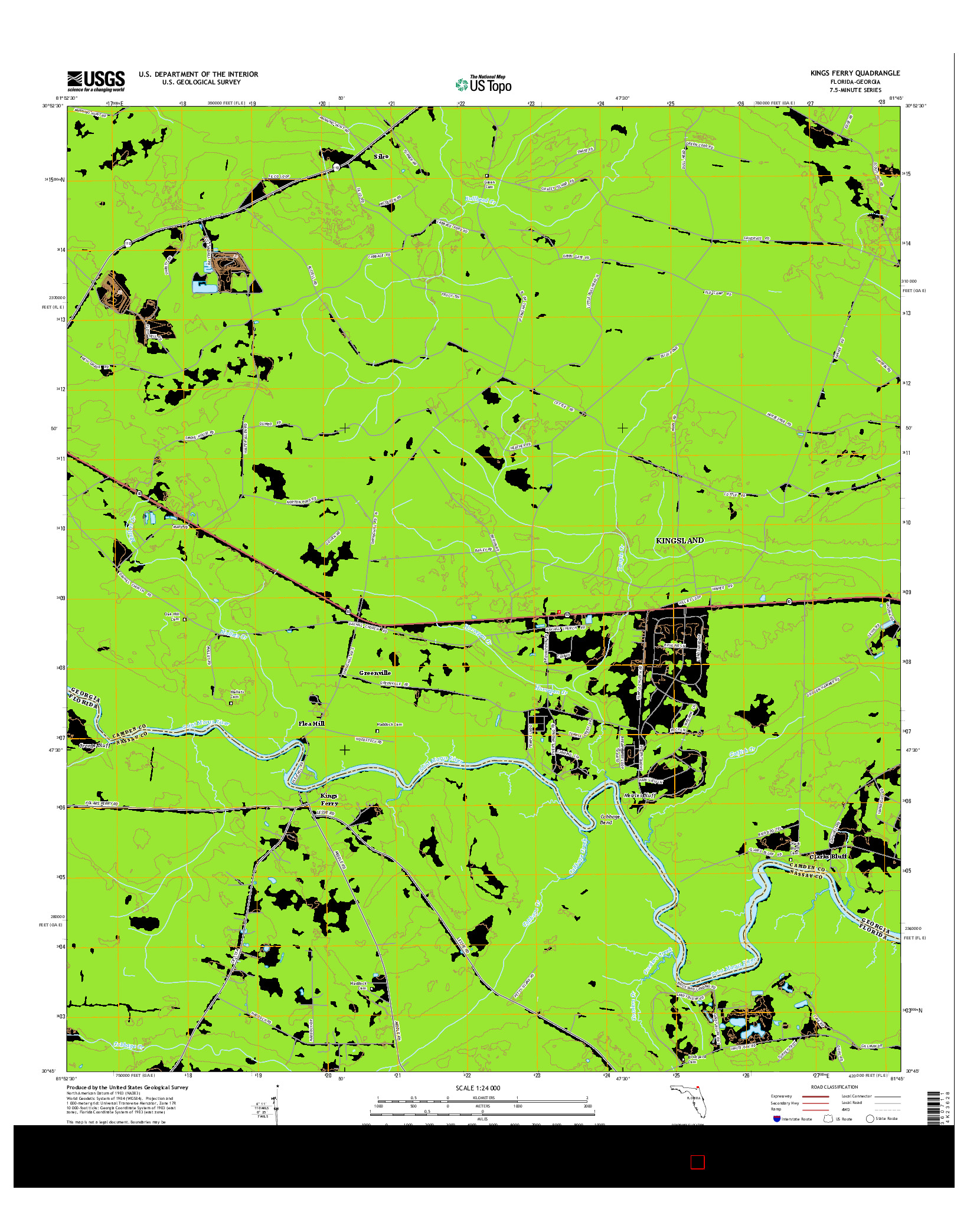 USGS US TOPO 7.5-MINUTE MAP FOR KINGS FERRY, FL-GA 2015