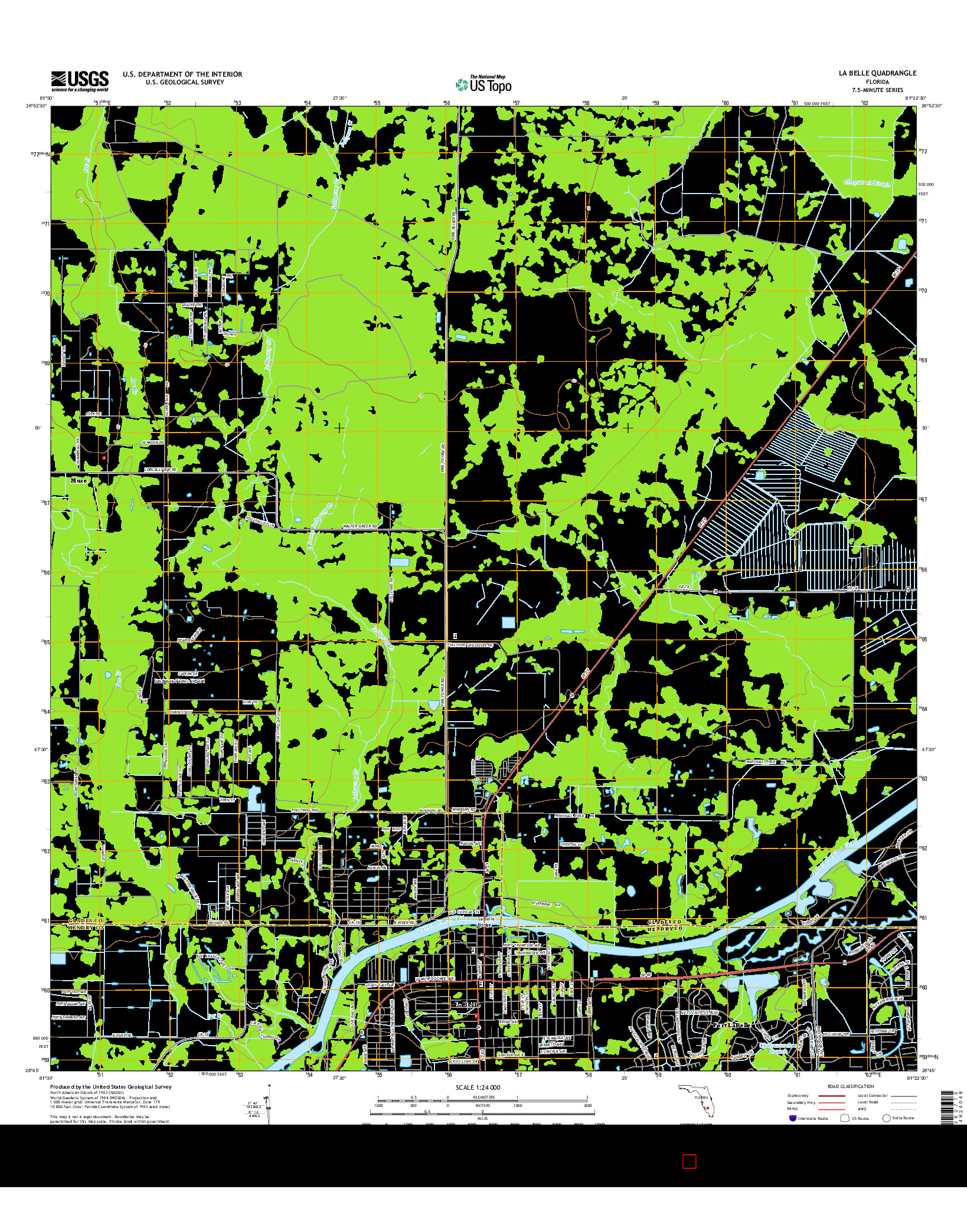 USGS US TOPO 7.5-MINUTE MAP FOR LA BELLE, FL 2015