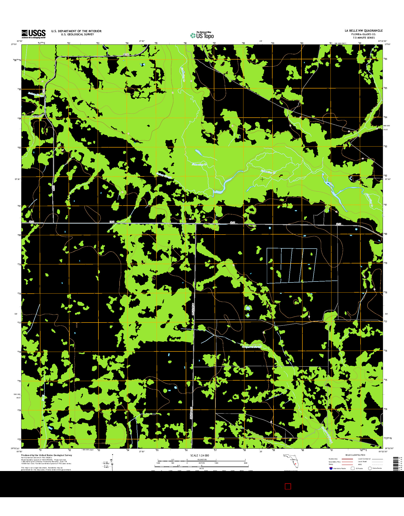 USGS US TOPO 7.5-MINUTE MAP FOR LA BELLE NW, FL 2015