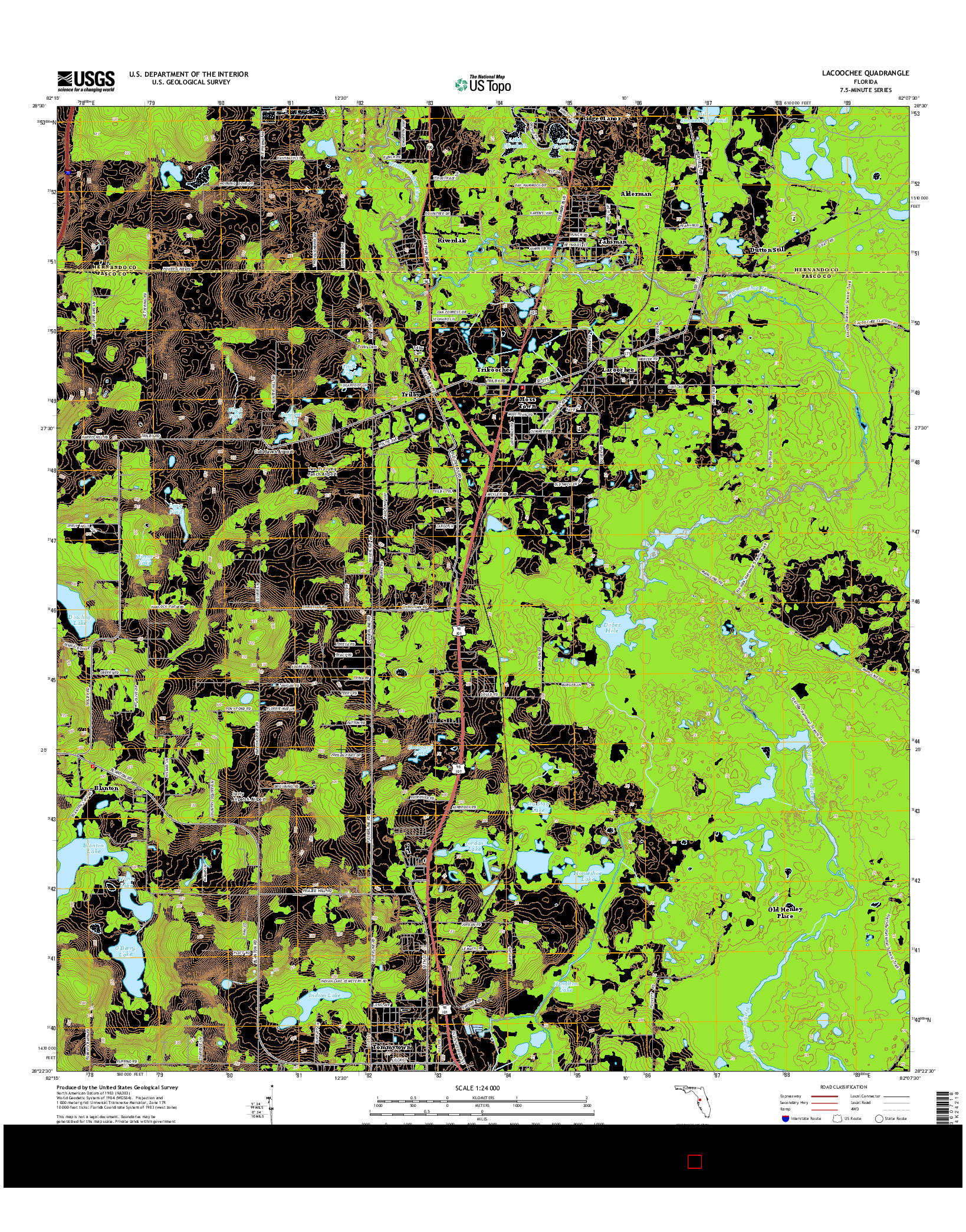 USGS US TOPO 7.5-MINUTE MAP FOR LACOOCHEE, FL 2015