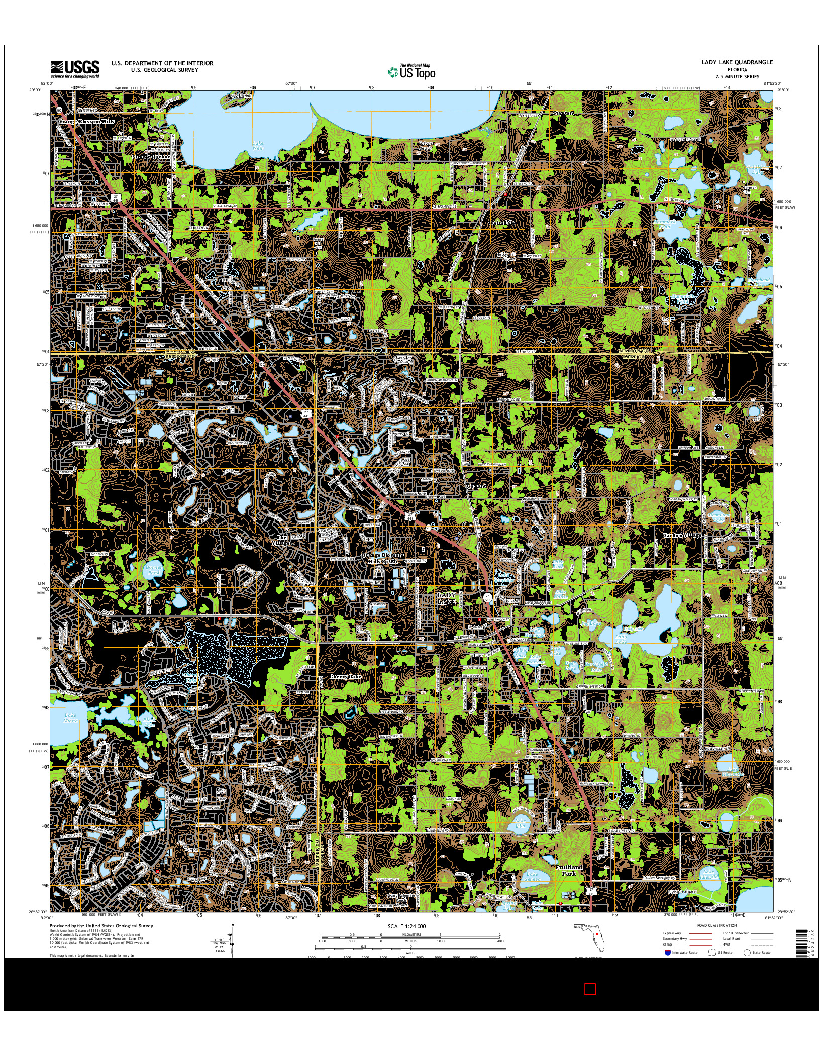 USGS US TOPO 7.5-MINUTE MAP FOR LADY LAKE, FL 2015