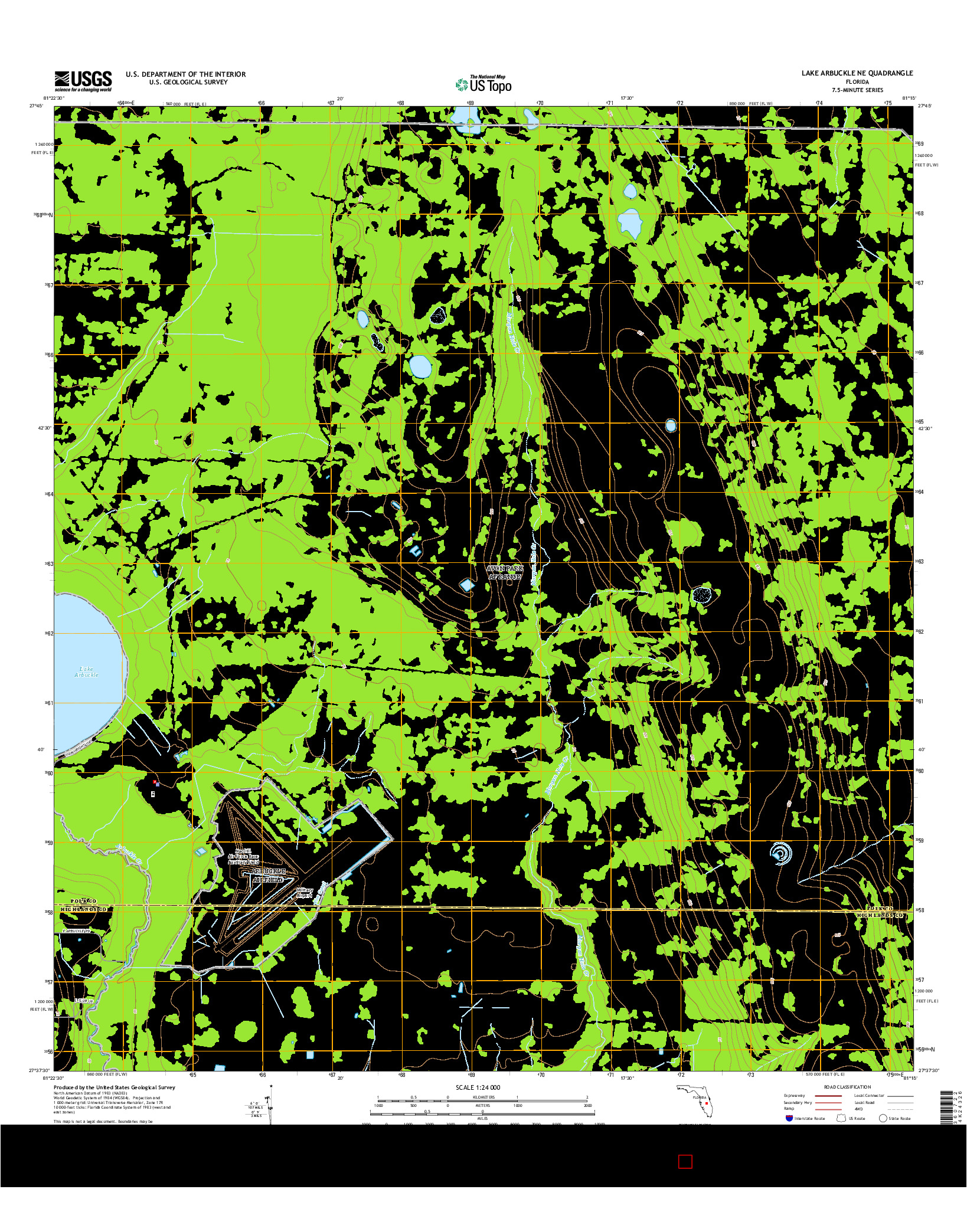 USGS US TOPO 7.5-MINUTE MAP FOR LAKE ARBUCKLE NE, FL 2015