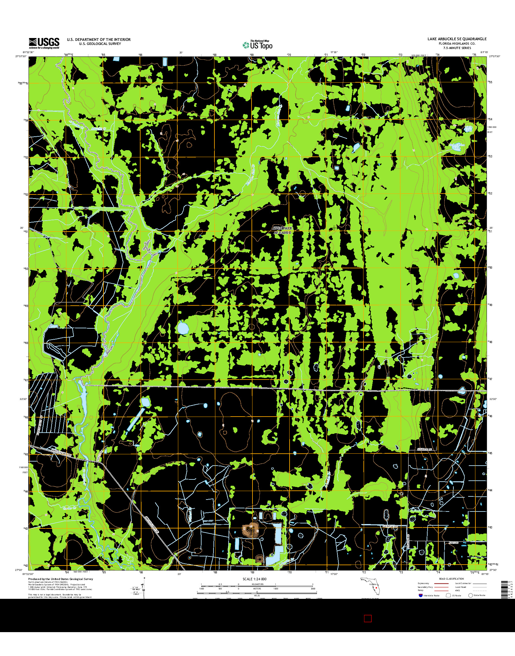 USGS US TOPO 7.5-MINUTE MAP FOR LAKE ARBUCKLE SE, FL 2015