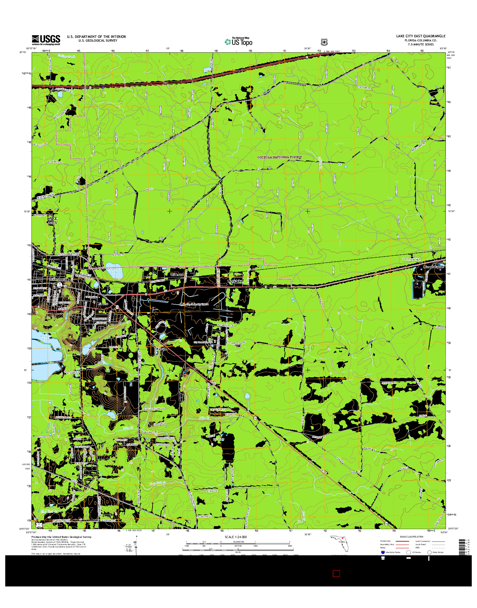 USGS US TOPO 7.5-MINUTE MAP FOR LAKE CITY EAST, FL 2015