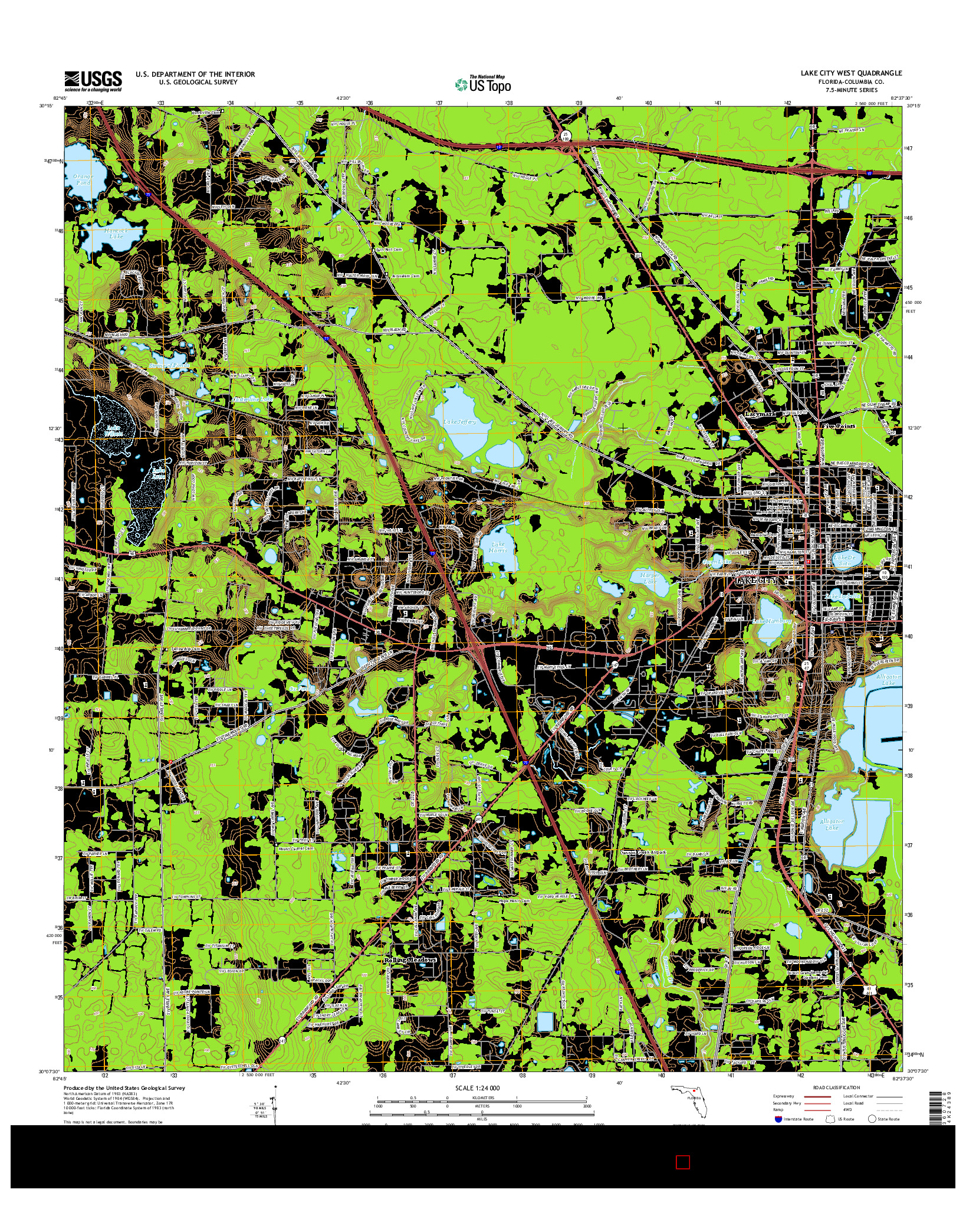 USGS US TOPO 7.5-MINUTE MAP FOR LAKE CITY WEST, FL 2015