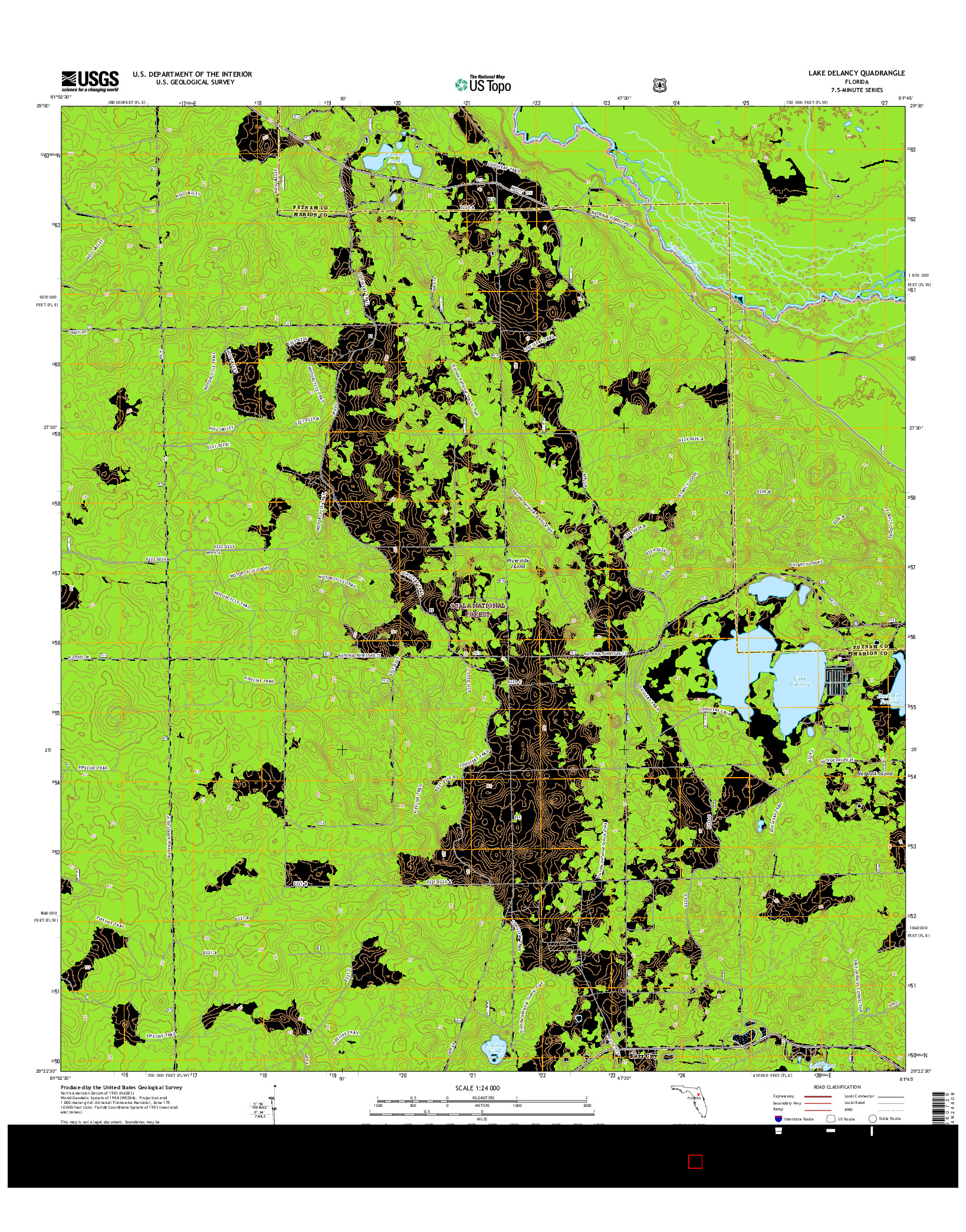 USGS US TOPO 7.5-MINUTE MAP FOR LAKE DELANCY, FL 2015