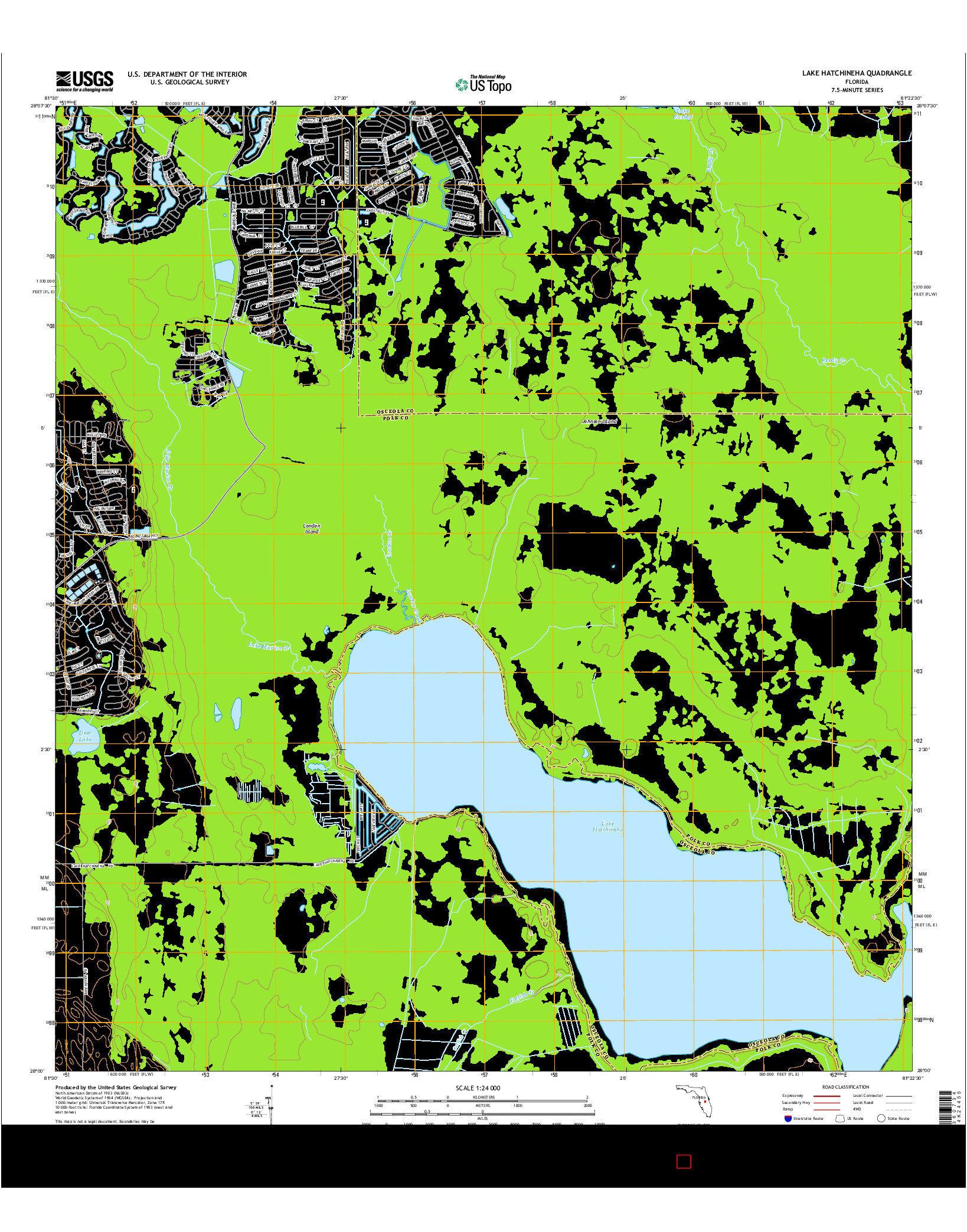 USGS US TOPO 7.5-MINUTE MAP FOR LAKE HATCHINEHA, FL 2015