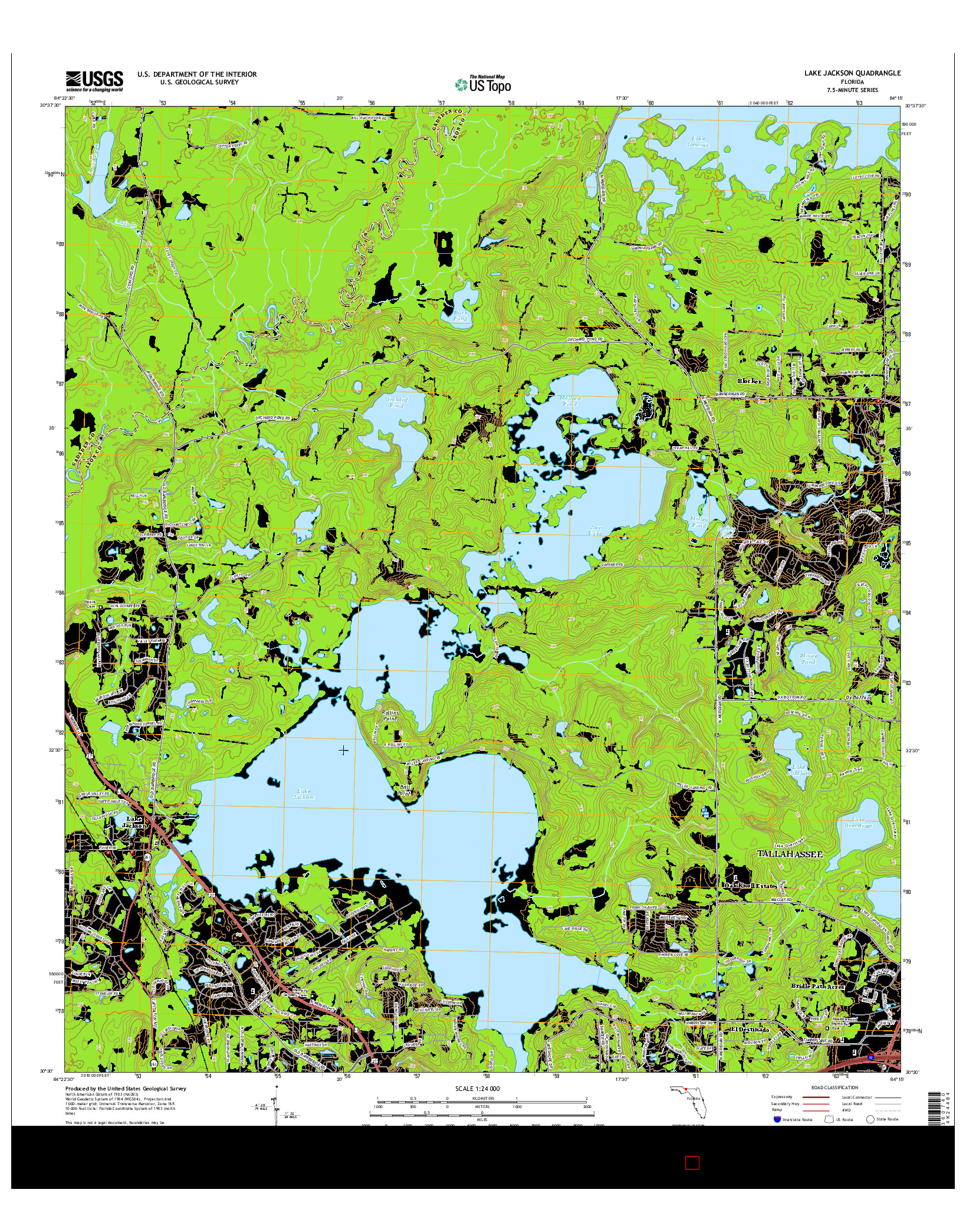 USGS US TOPO 7.5-MINUTE MAP FOR LAKE JACKSON, FL 2015