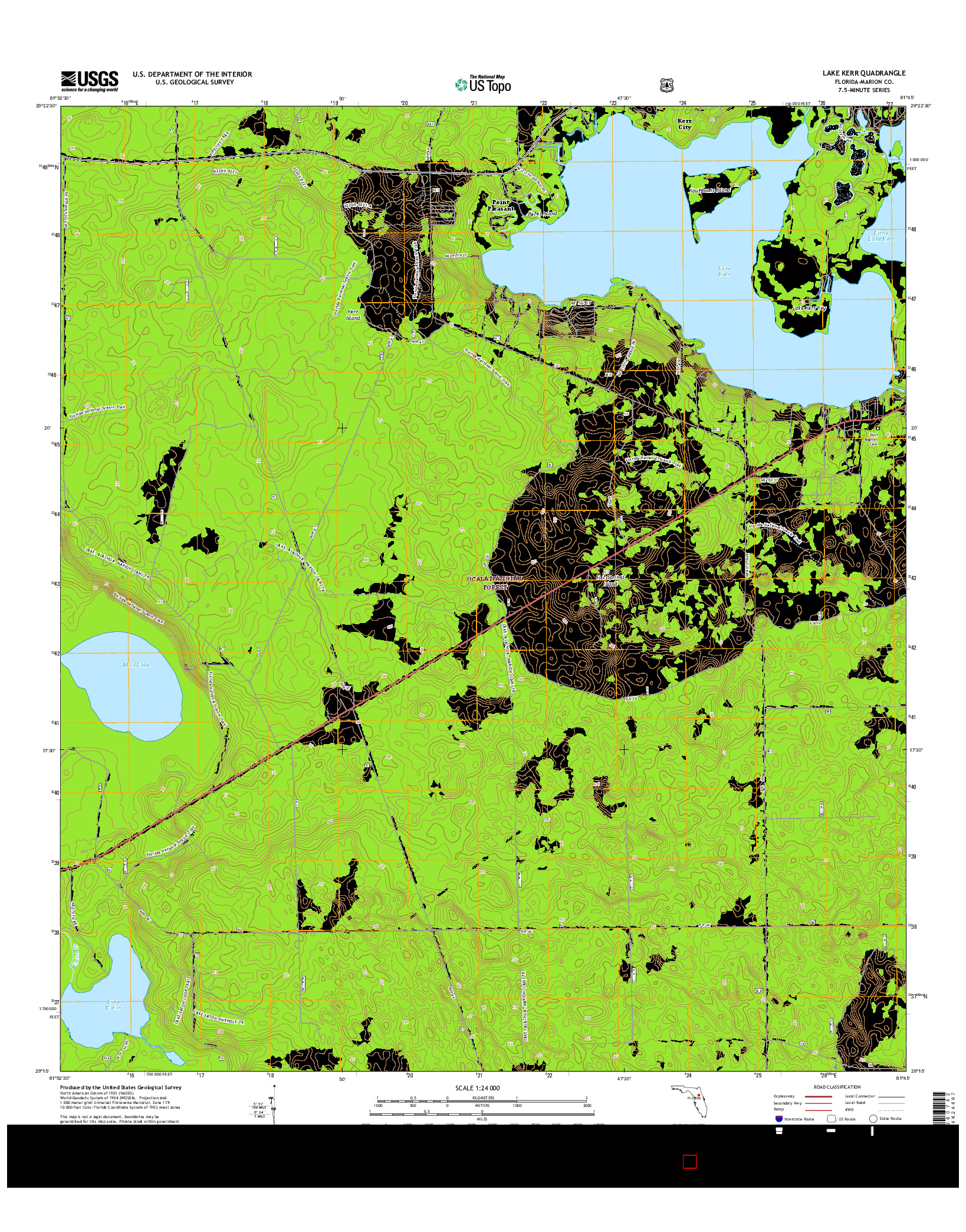 USGS US TOPO 7.5-MINUTE MAP FOR LAKE KERR, FL 2015