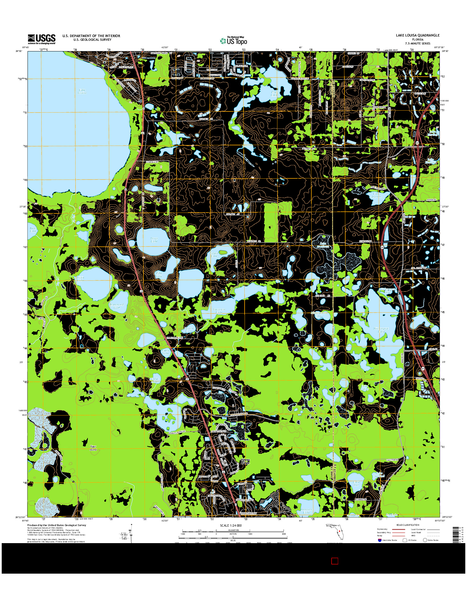 USGS US TOPO 7.5-MINUTE MAP FOR LAKE LOUISA, FL 2015