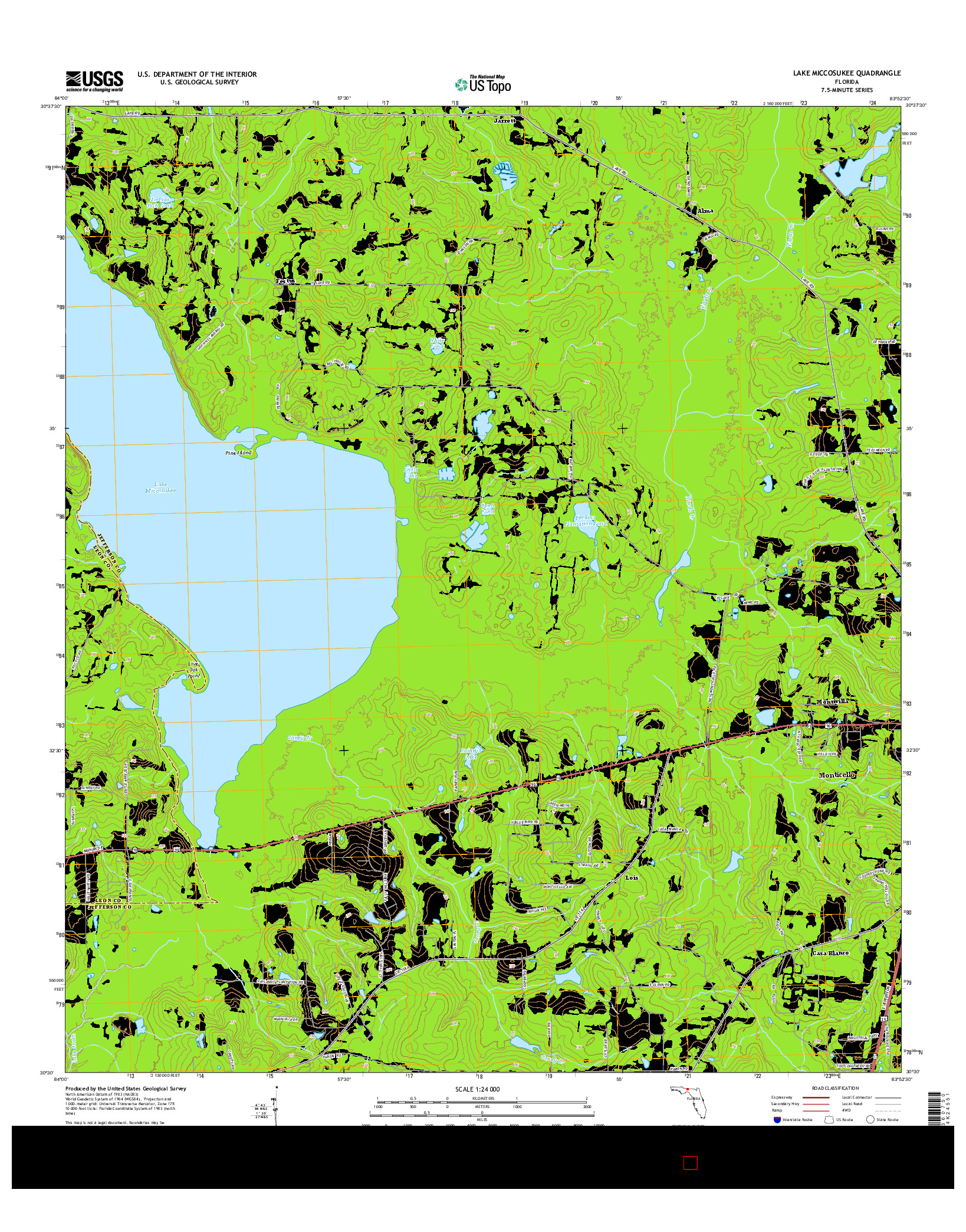 USGS US TOPO 7.5-MINUTE MAP FOR LAKE MICCOSUKEE, FL 2015