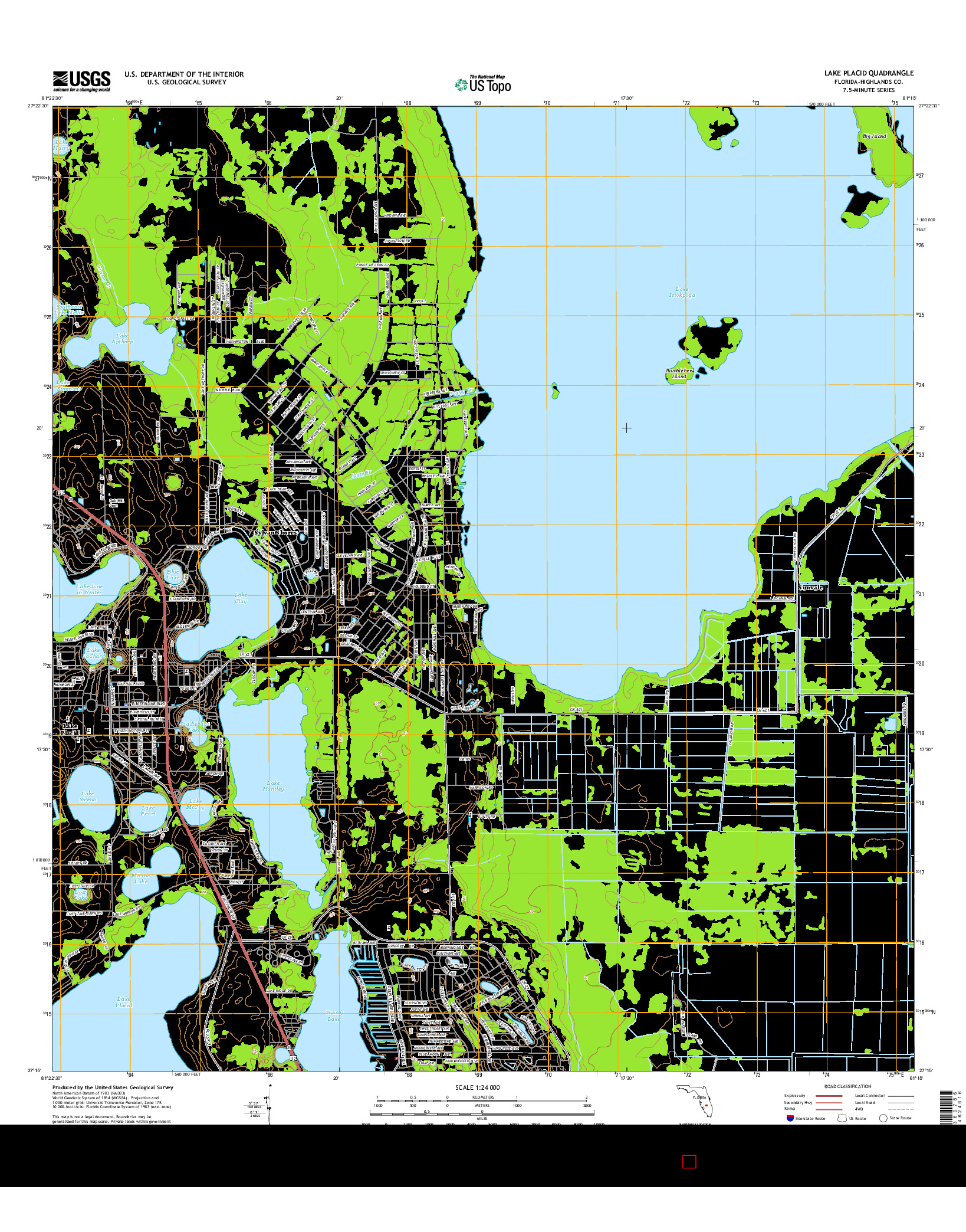 USGS US TOPO 7.5-MINUTE MAP FOR LAKE PLACID, FL 2015