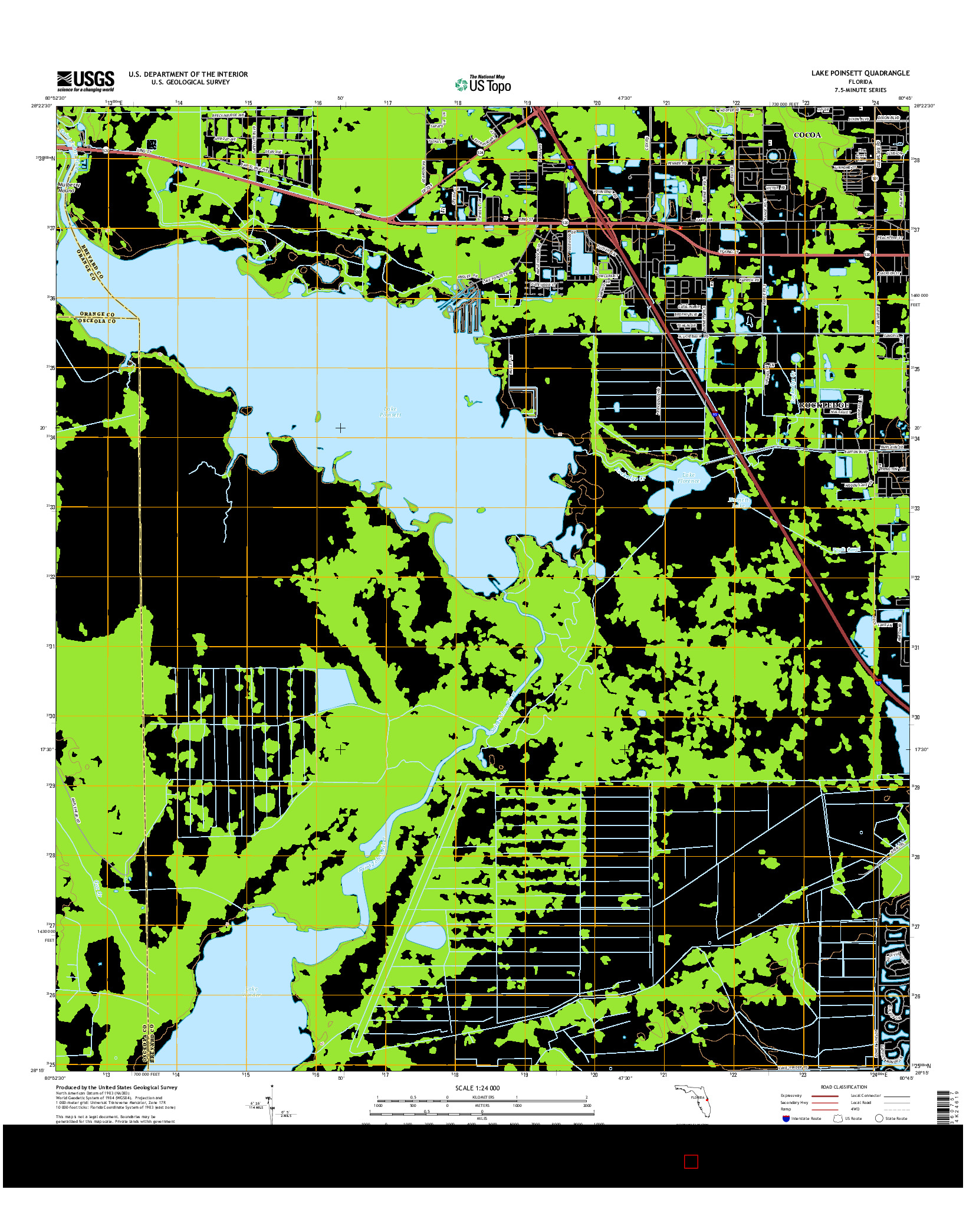 USGS US TOPO 7.5-MINUTE MAP FOR LAKE POINSETT, FL 2015