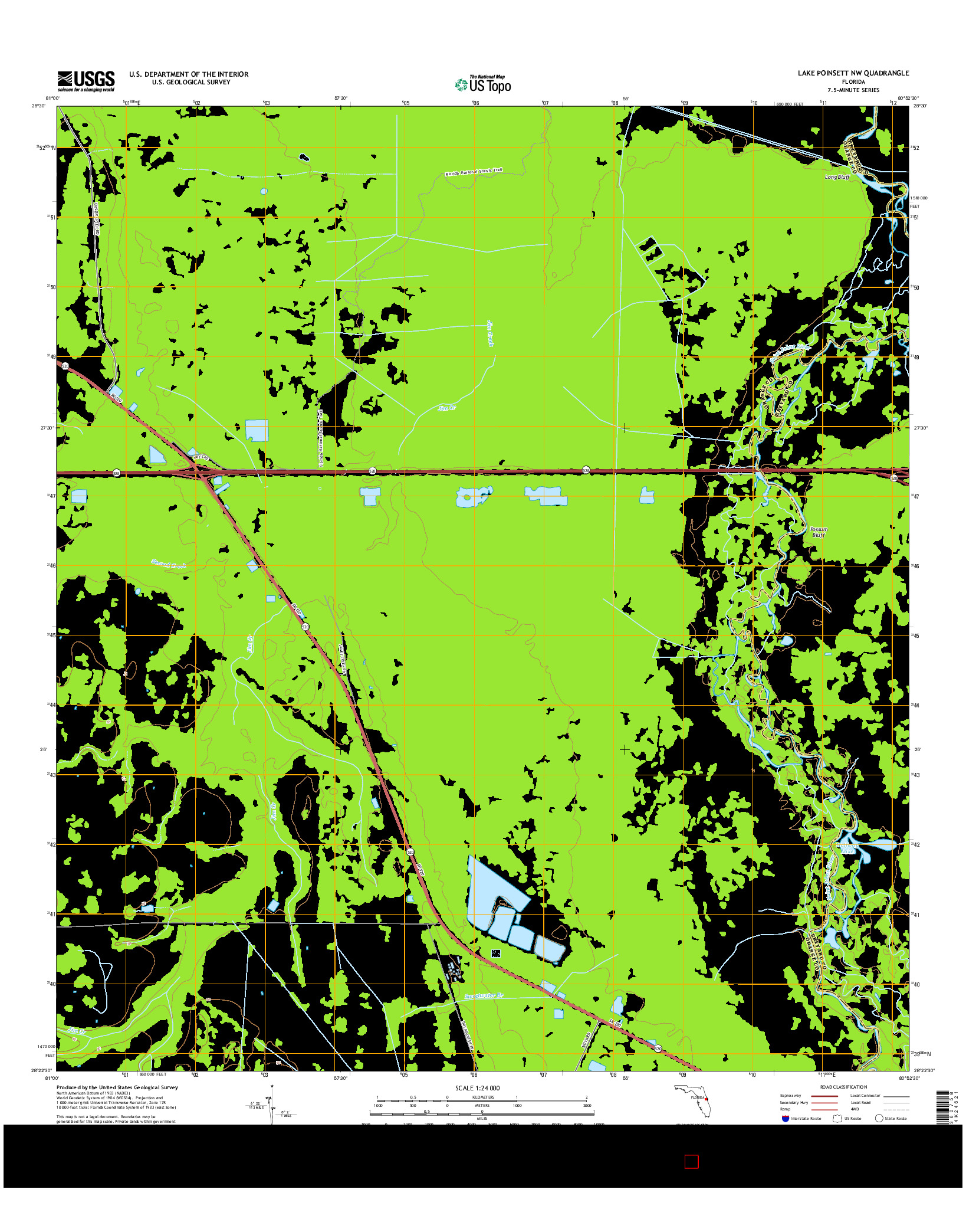 USGS US TOPO 7.5-MINUTE MAP FOR LAKE POINSETT NW, FL 2015