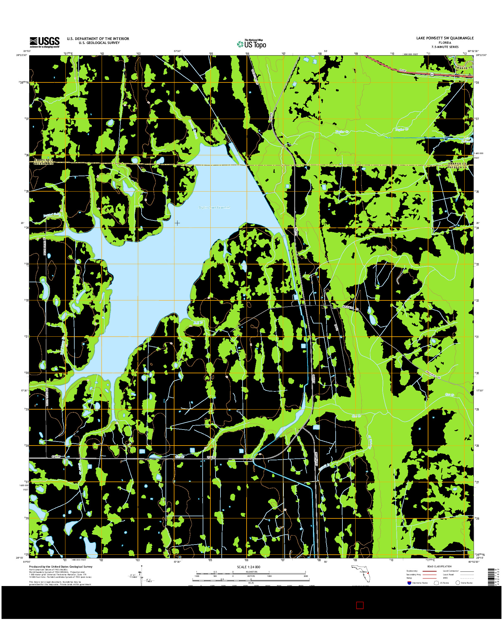 USGS US TOPO 7.5-MINUTE MAP FOR LAKE POINSETT SW, FL 2015