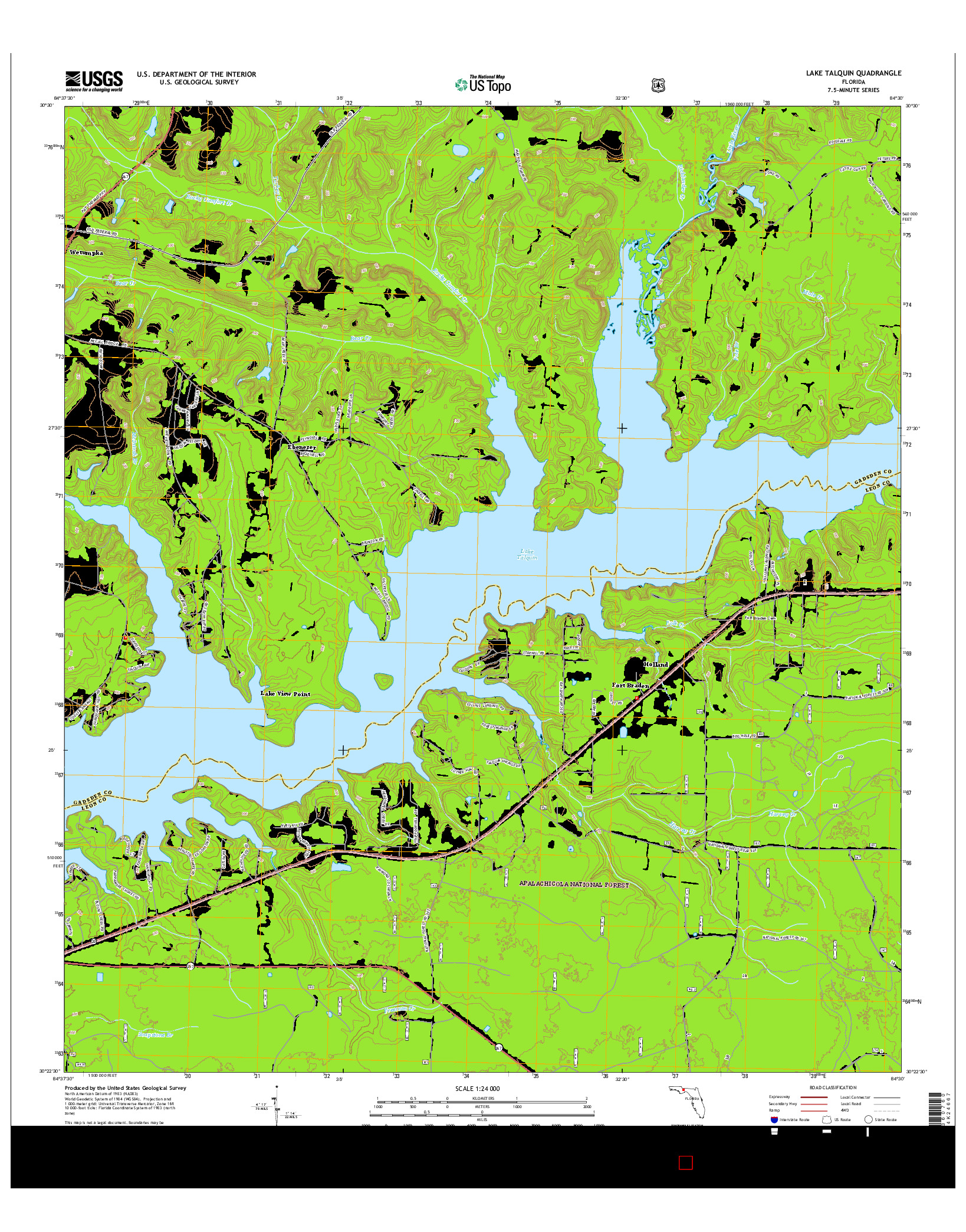 USGS US TOPO 7.5-MINUTE MAP FOR LAKE TALQUIN, FL 2015