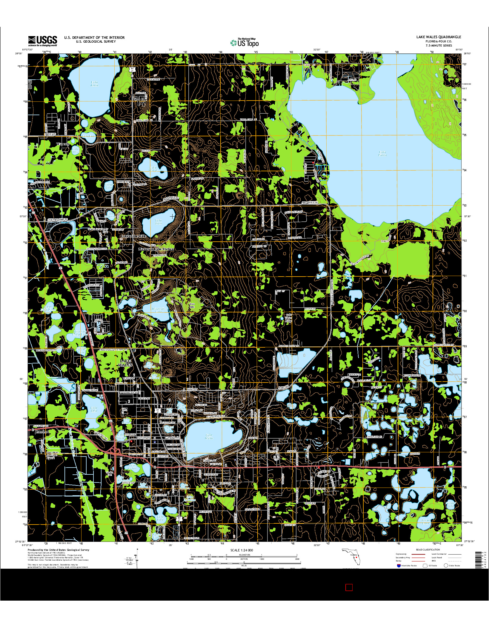 USGS US TOPO 7.5-MINUTE MAP FOR LAKE WALES, FL 2015