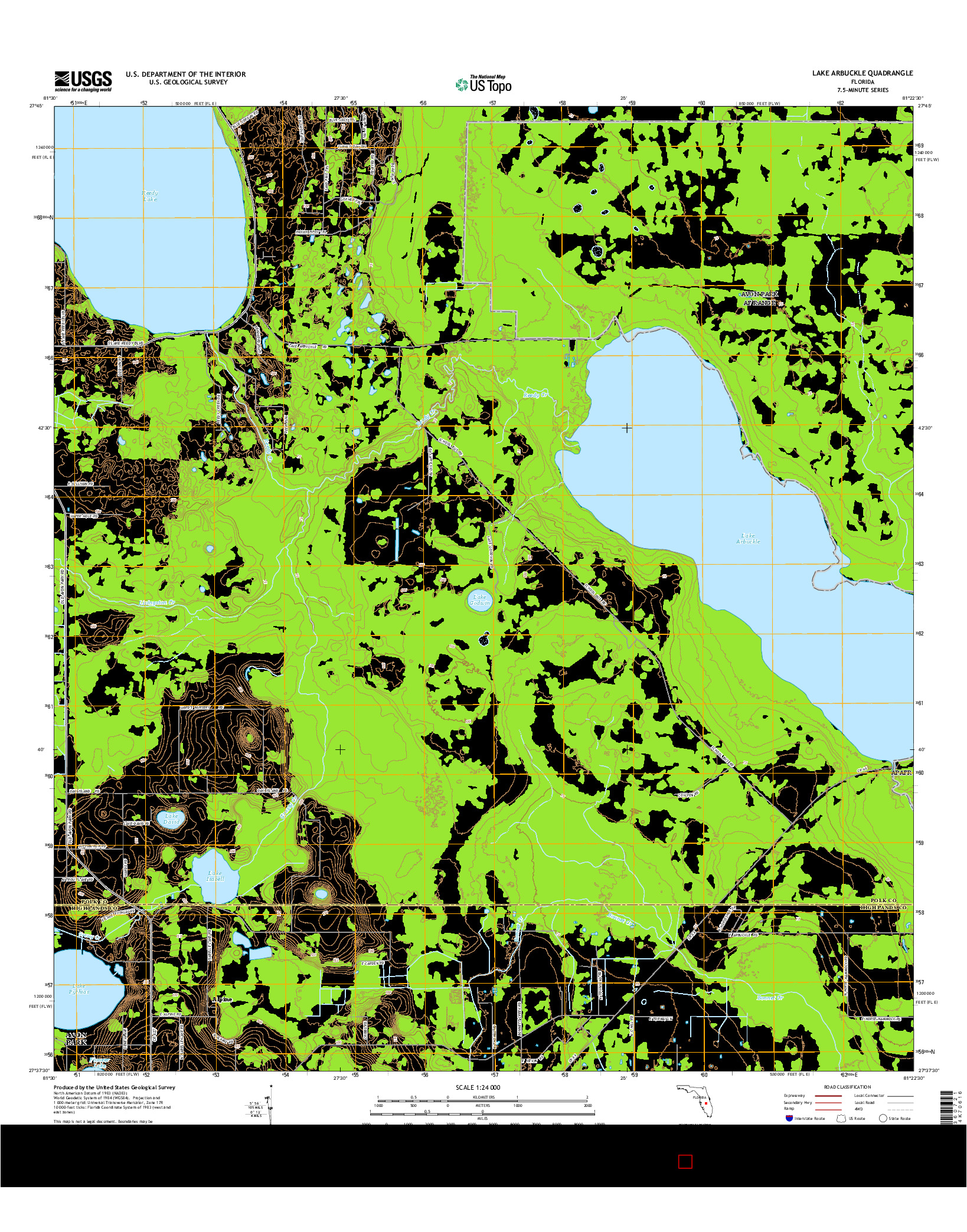 USGS US TOPO 7.5-MINUTE MAP FOR LAKE ARBUCKLE, FL 2015