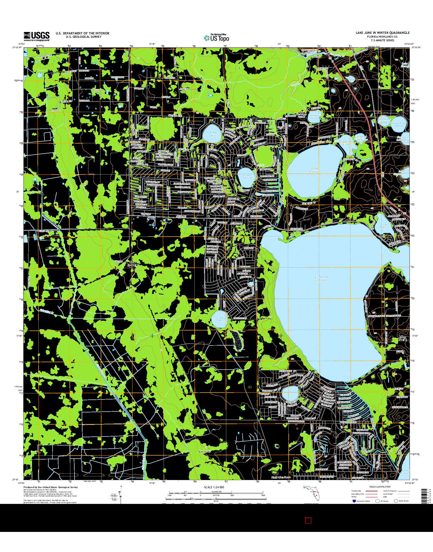 USGS US TOPO 7.5-MINUTE MAP FOR LAKE JUNE IN WINTER, FL 2015
