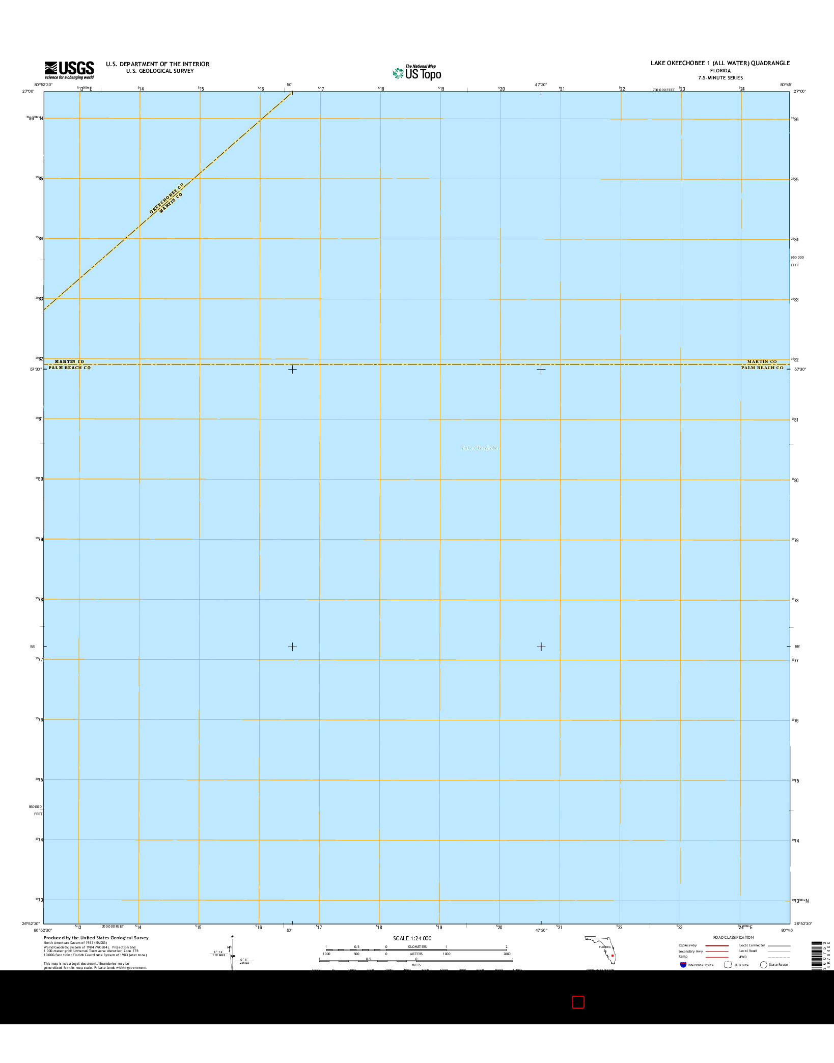 USGS US TOPO 7.5-MINUTE MAP FOR LAKE OKEECHOBEE 1 (ALL WATER), FL 2015