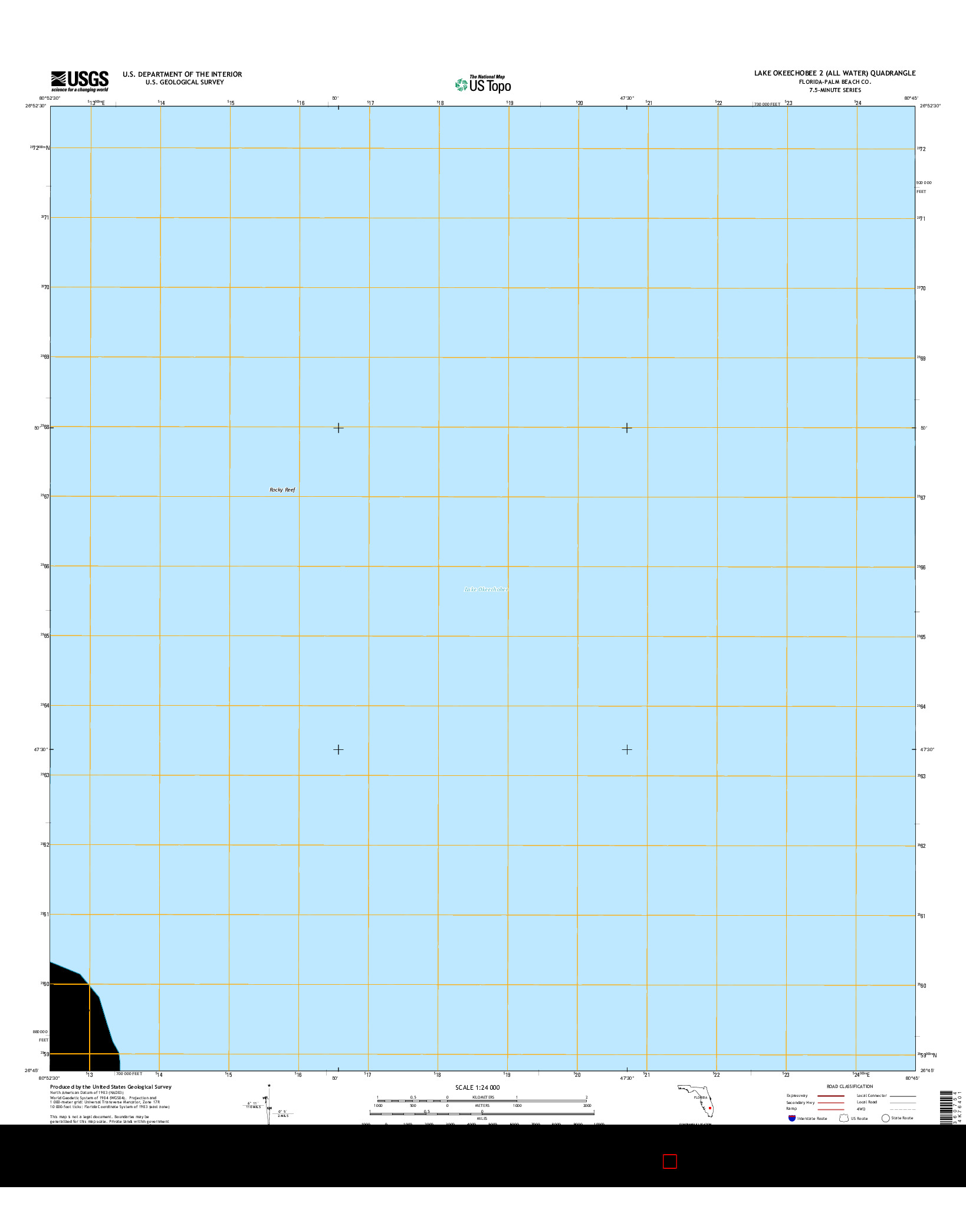 USGS US TOPO 7.5-MINUTE MAP FOR LAKE OKEECHOBEE 2 (ALL WATER), FL 2015