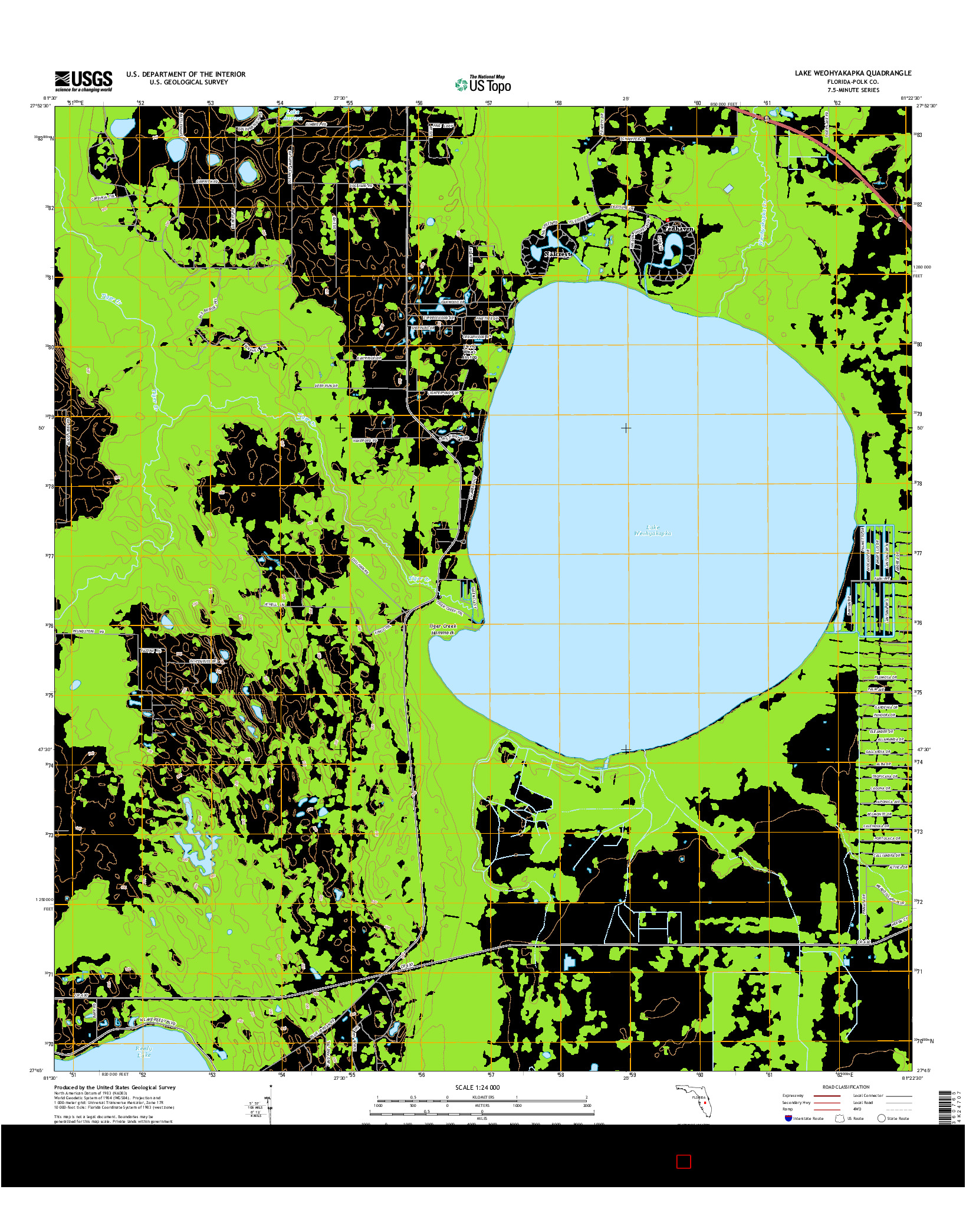 USGS US TOPO 7.5-MINUTE MAP FOR LAKE WEOHYAKAPKA, FL 2015