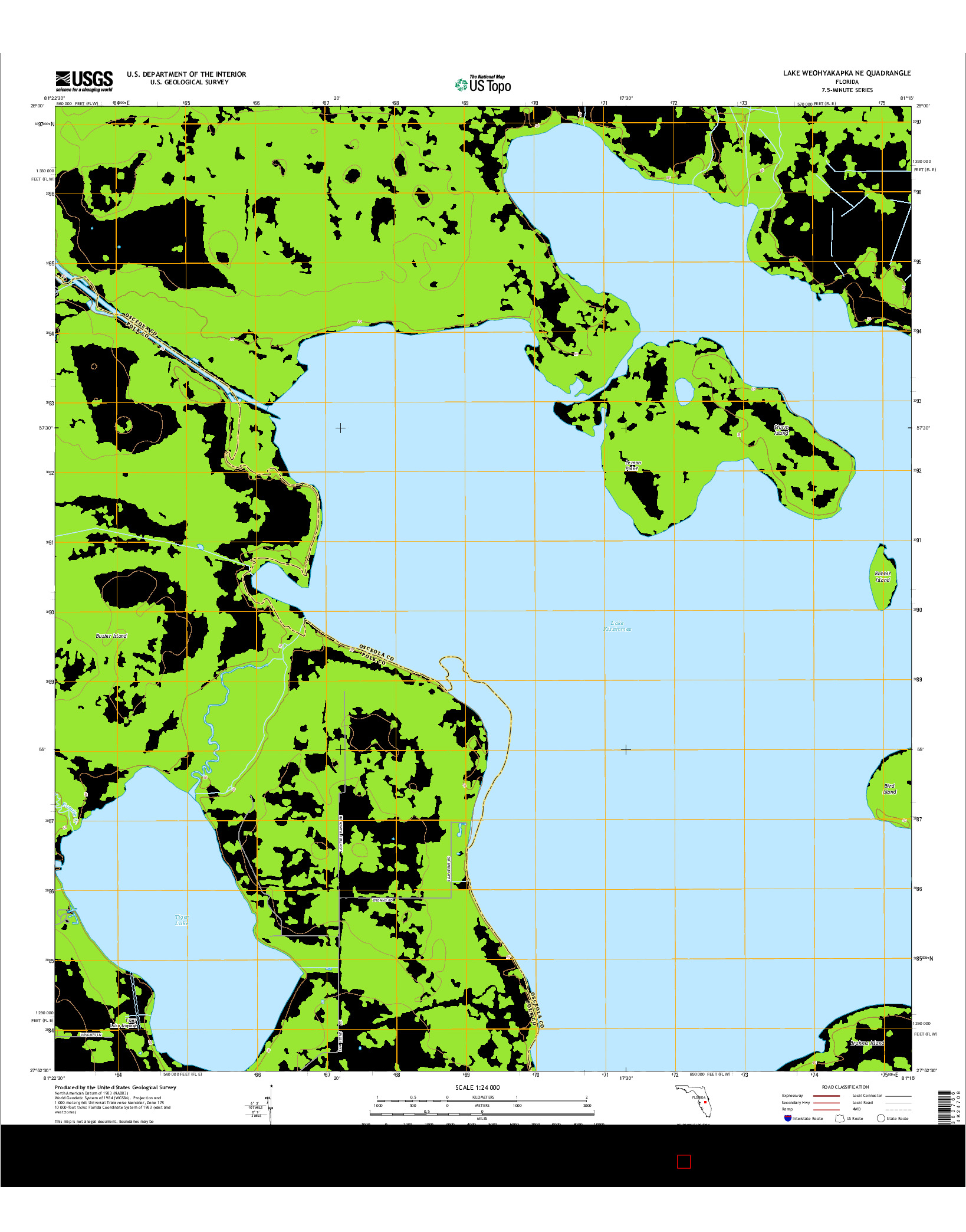 USGS US TOPO 7.5-MINUTE MAP FOR LAKE WEOHYAKAPKA NE, FL 2015