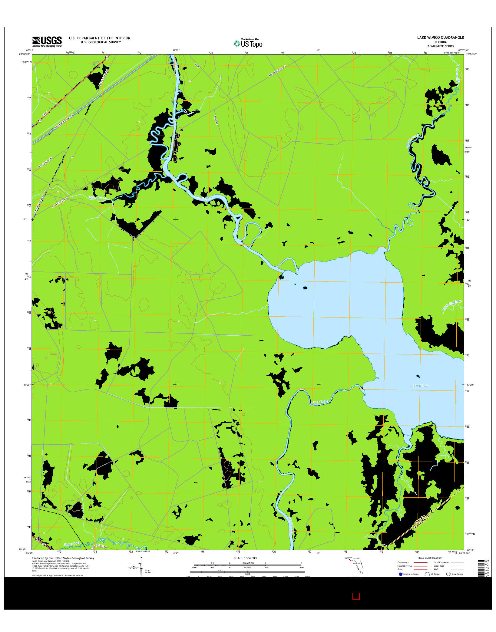 USGS US TOPO 7.5-MINUTE MAP FOR LAKE WIMICO, FL 2015