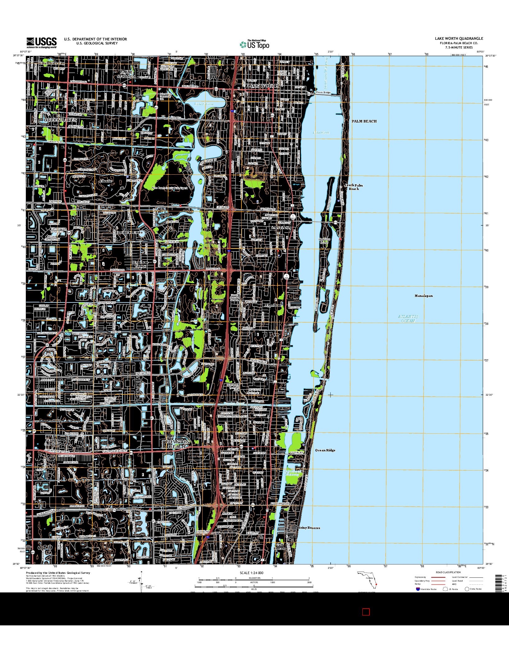 USGS US TOPO 7.5-MINUTE MAP FOR LAKE WORTH, FL 2015