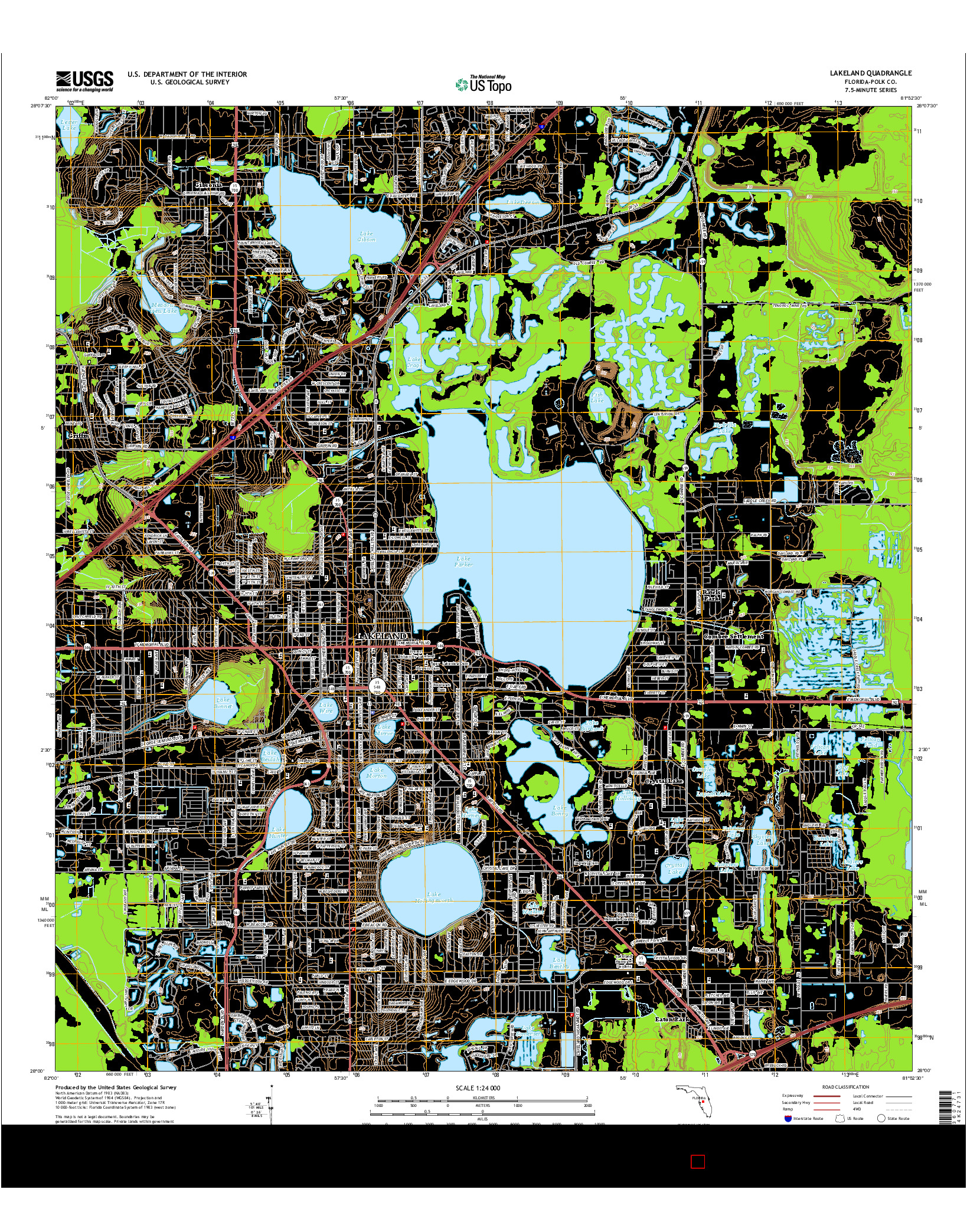 USGS US TOPO 7.5-MINUTE MAP FOR LAKELAND, FL 2015