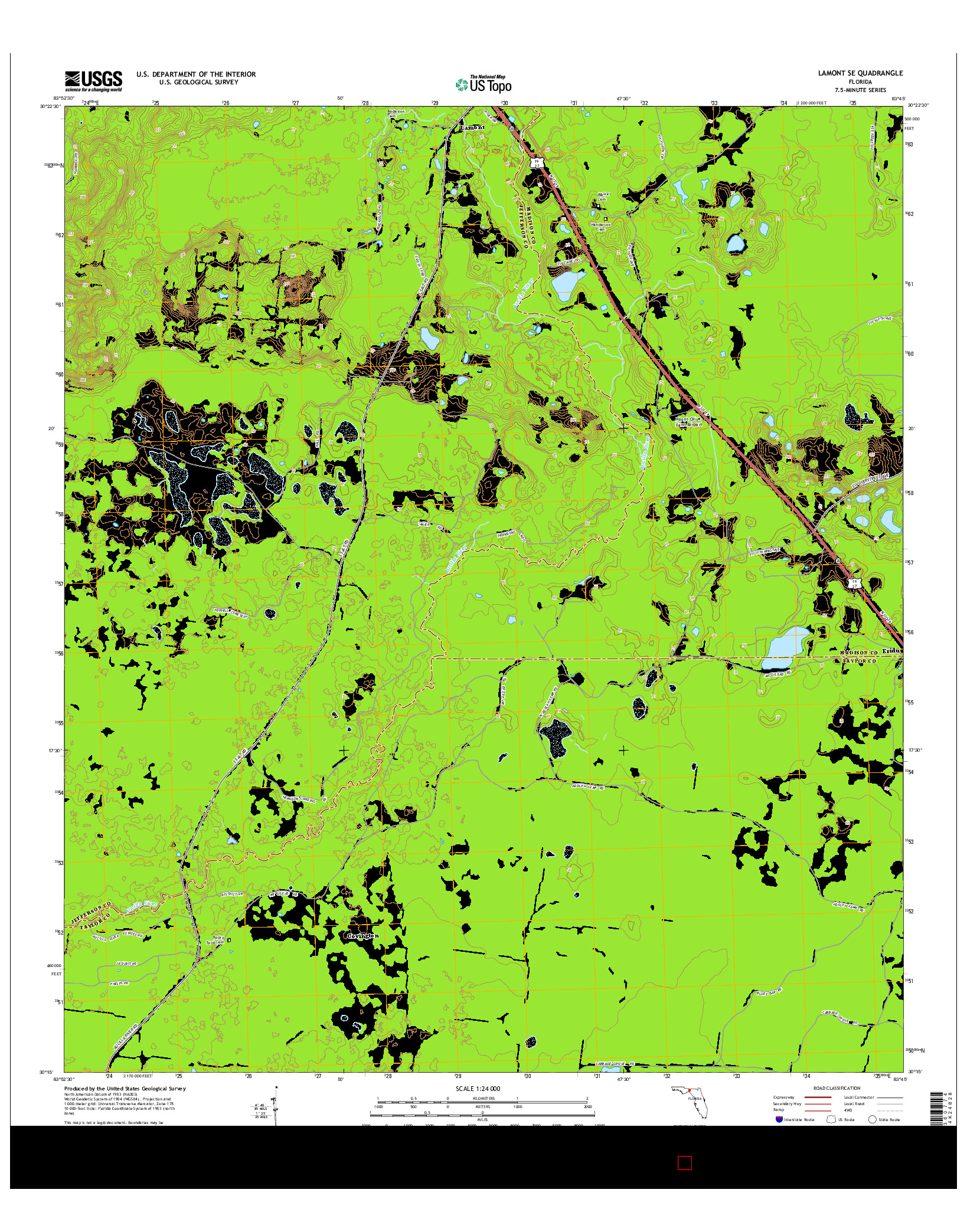 USGS US TOPO 7.5-MINUTE MAP FOR LAMONT SE, FL 2015