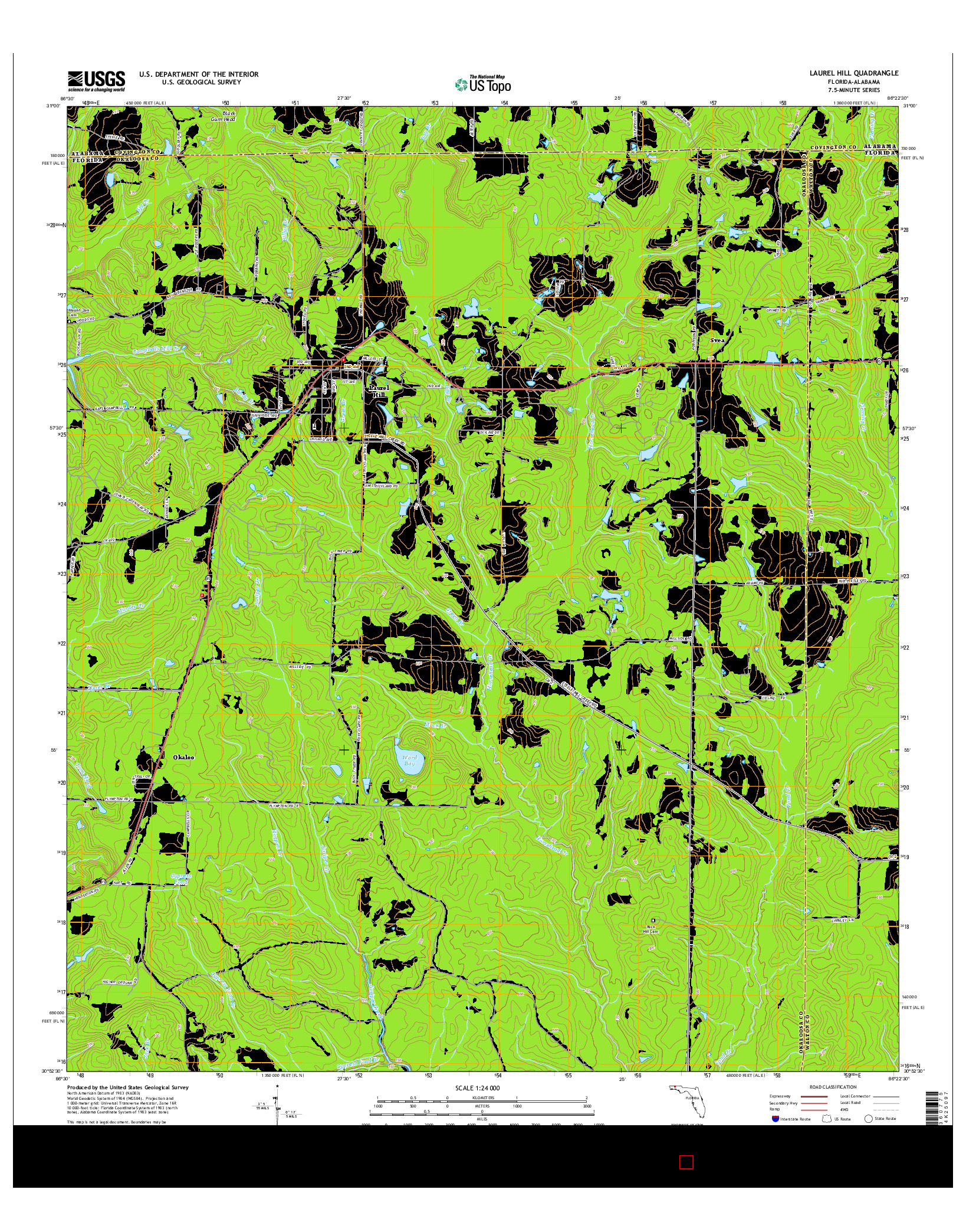 USGS US TOPO 7.5-MINUTE MAP FOR LAUREL HILL, FL-AL 2015