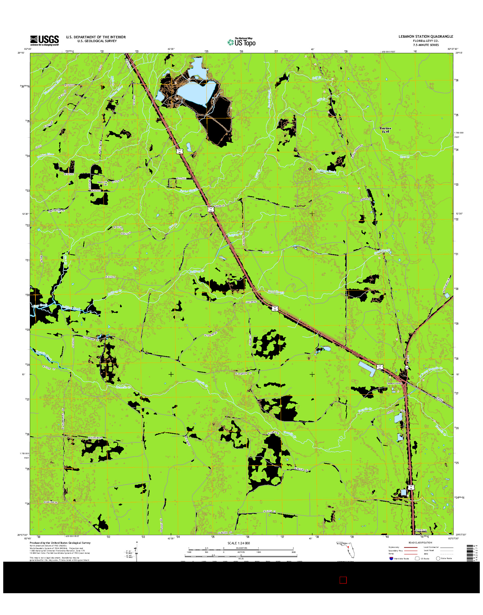 USGS US TOPO 7.5-MINUTE MAP FOR LEBANON STATION, FL 2015