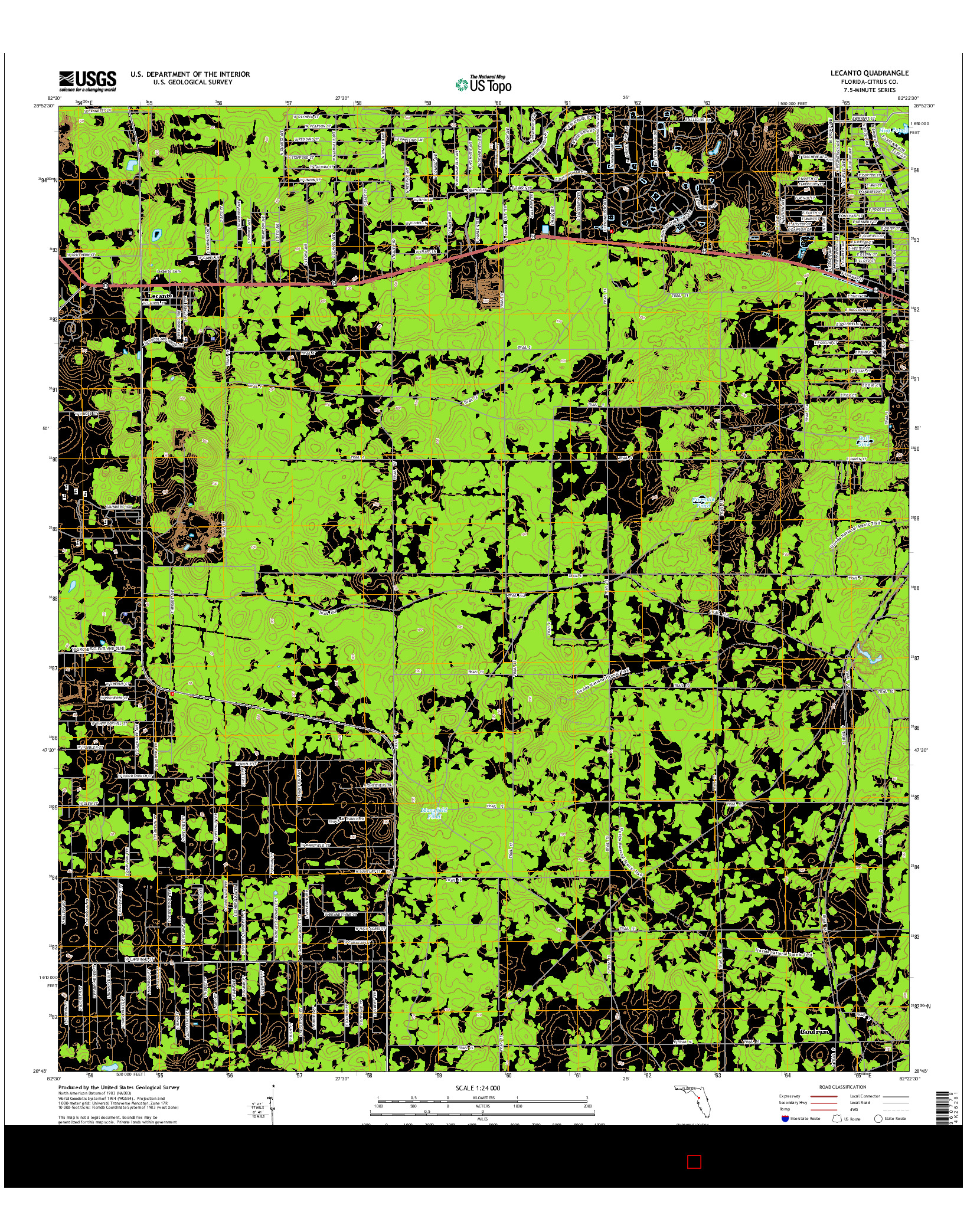 USGS US TOPO 7.5-MINUTE MAP FOR LECANTO, FL 2015