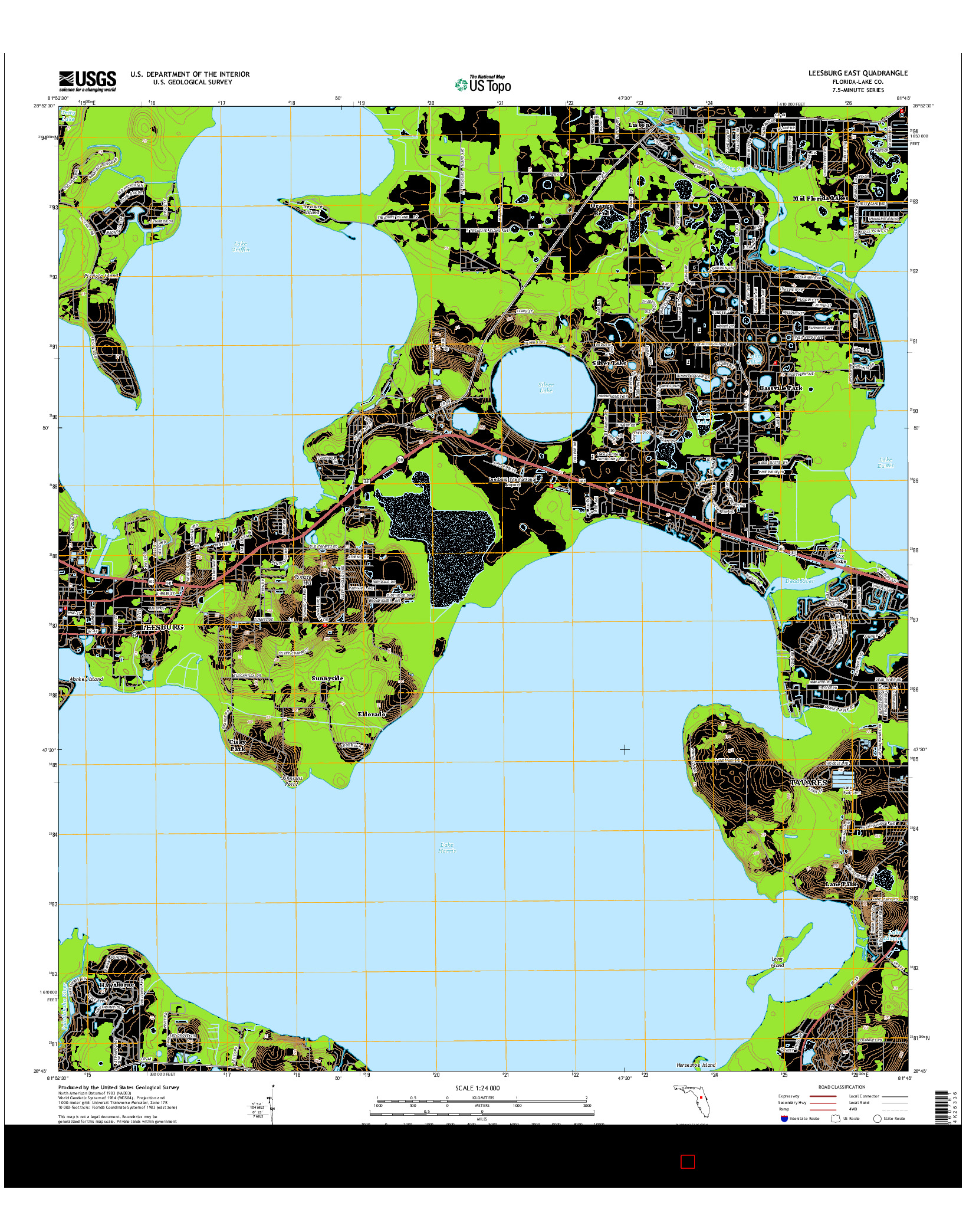 USGS US TOPO 7.5-MINUTE MAP FOR LEESBURG EAST, FL 2015