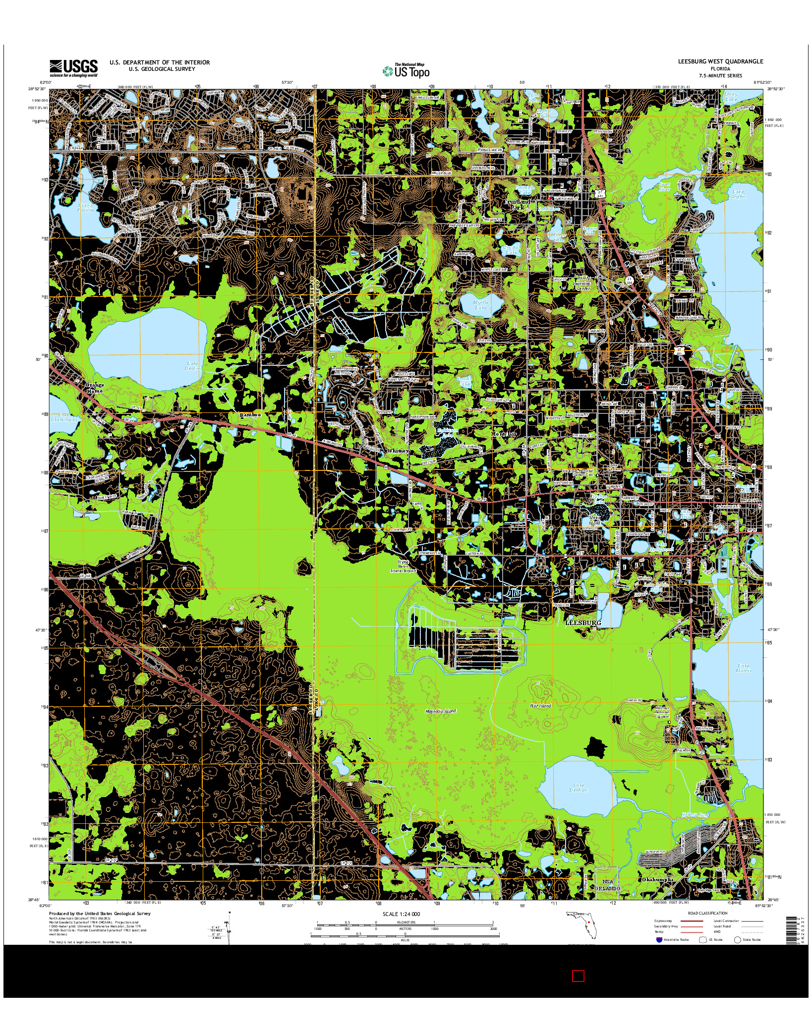USGS US TOPO 7.5-MINUTE MAP FOR LEESBURG WEST, FL 2015